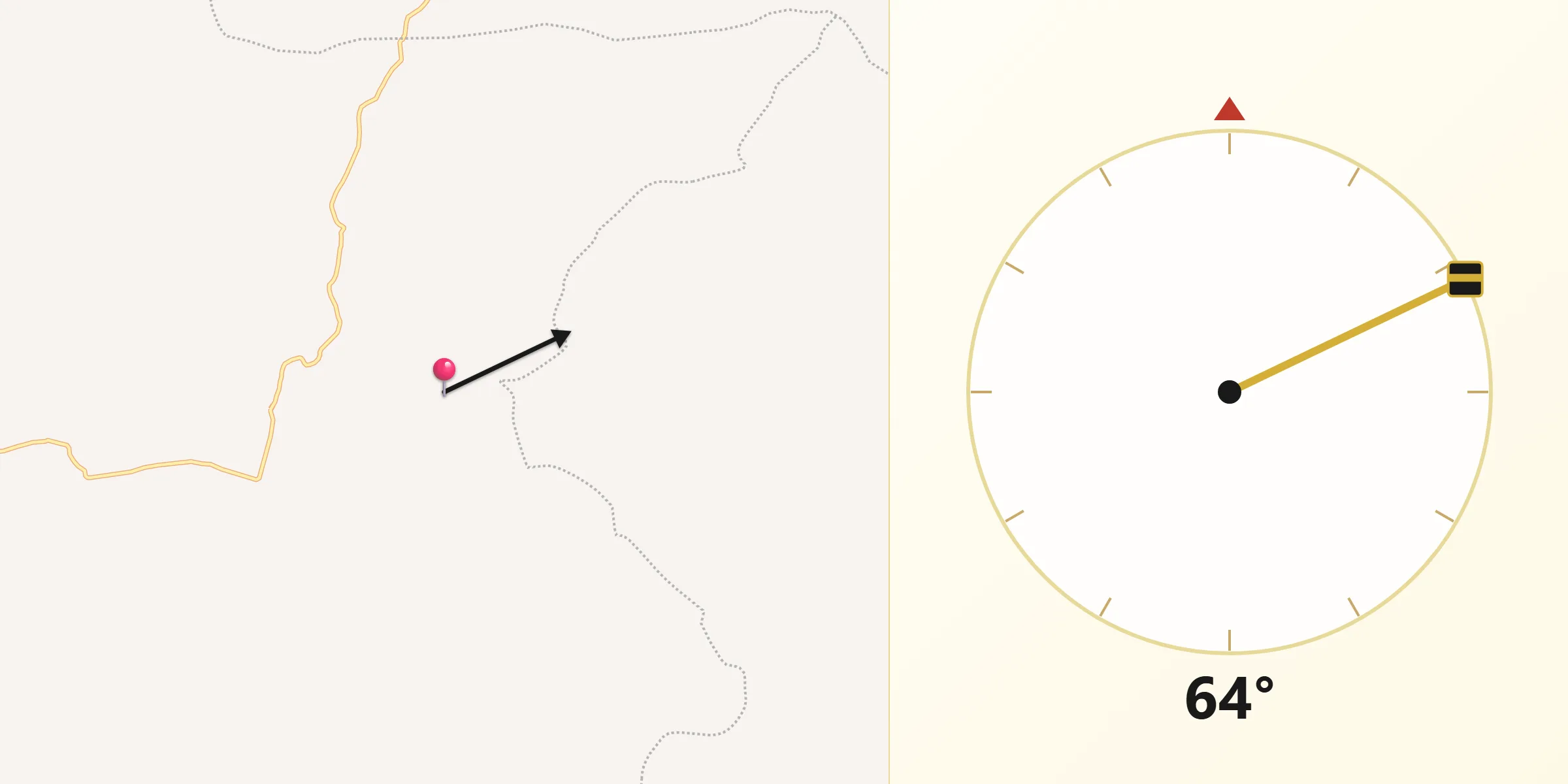 Dirección de la Qibla desde Rionegro