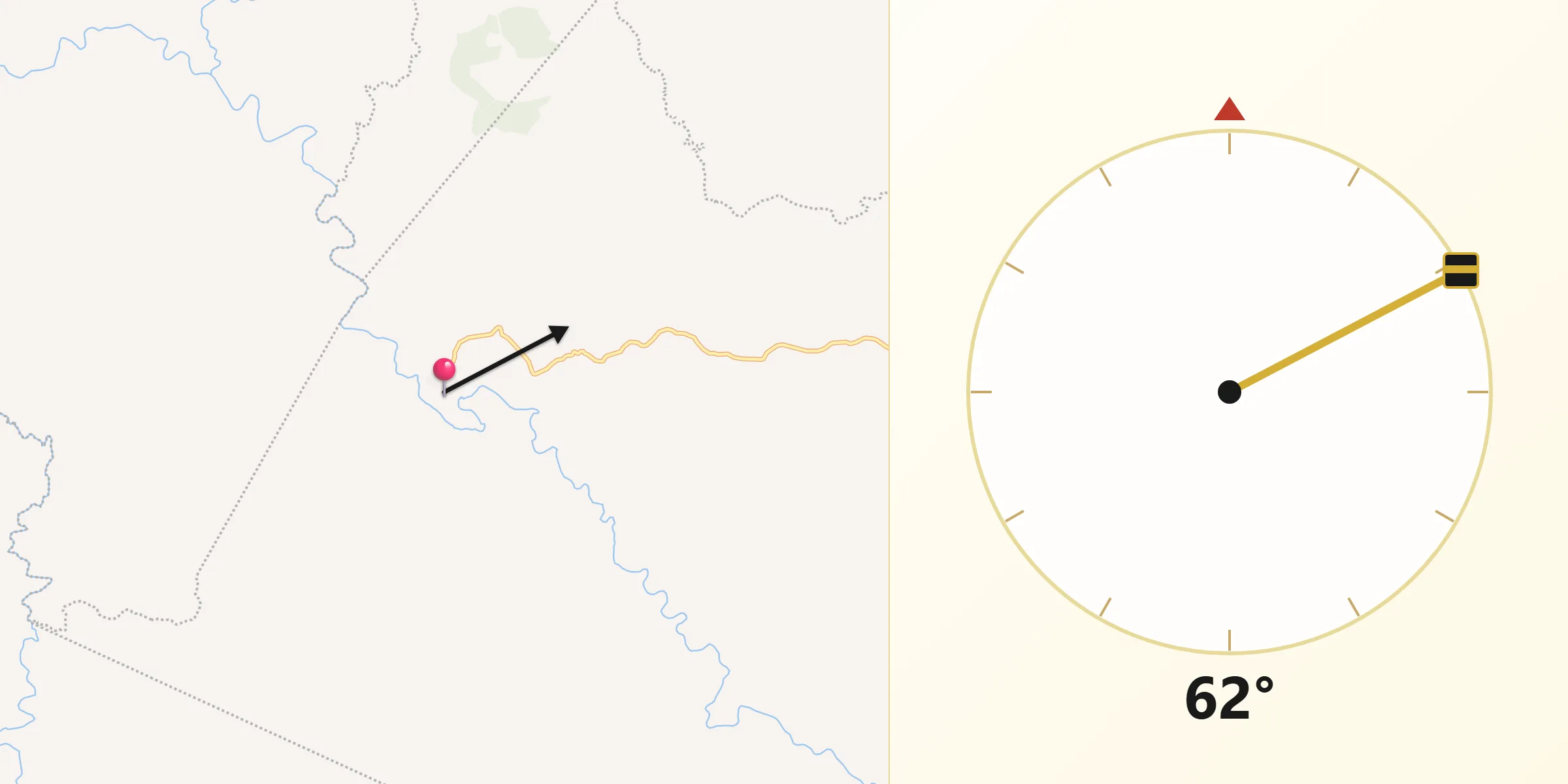 Dirección de la Qibla desde Oria Arriba