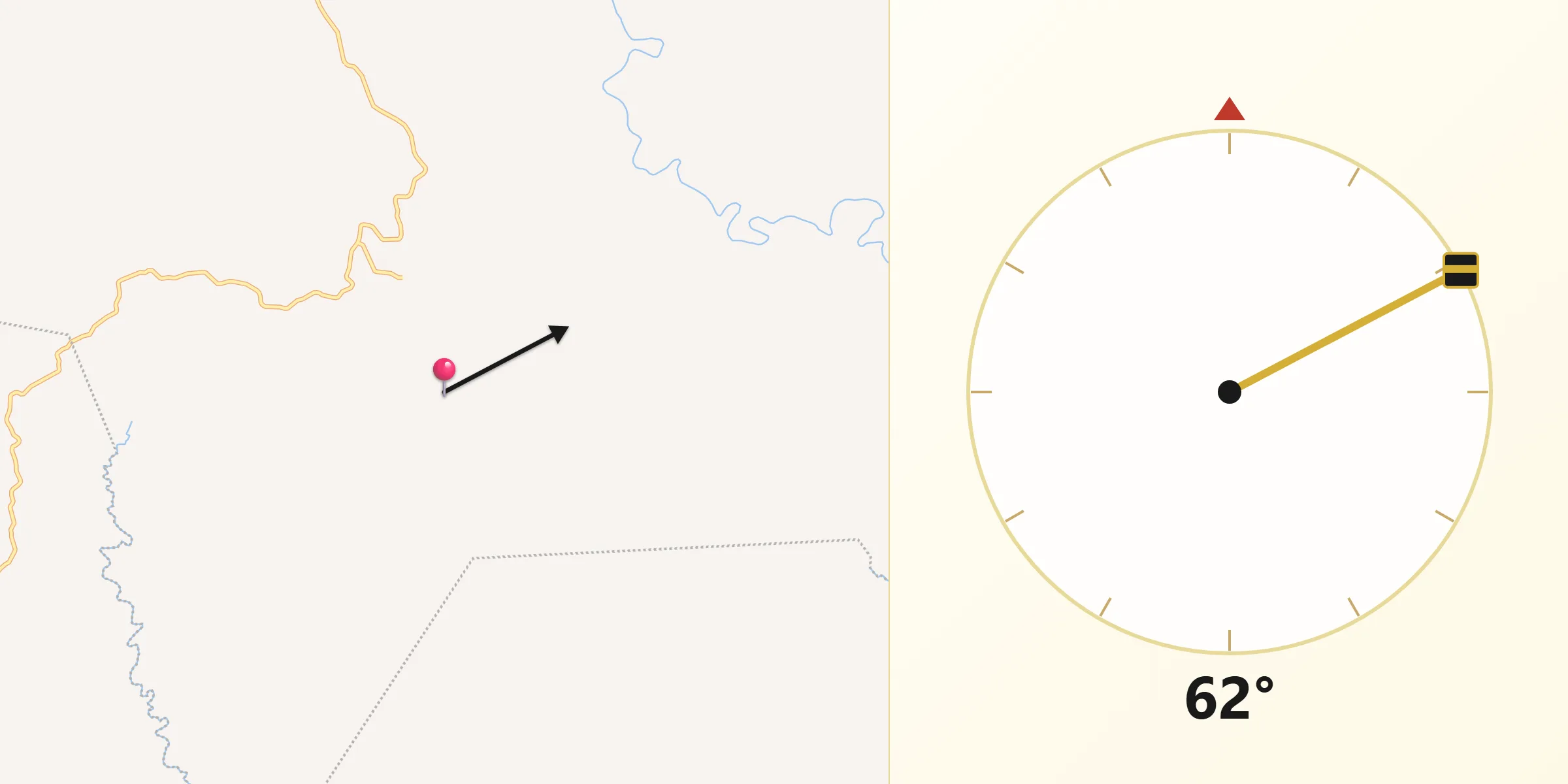 Dirección de la Qibla desde Nuario