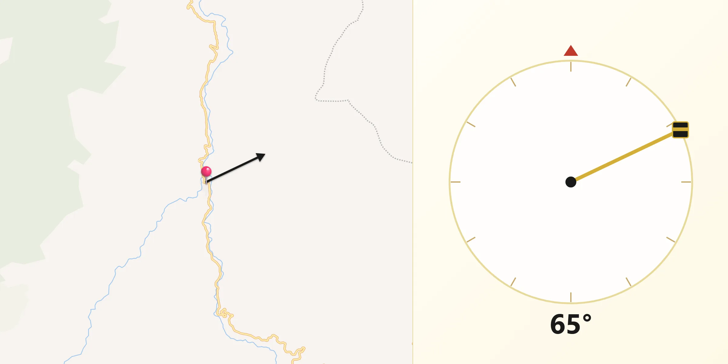 Dirección de la Qibla desde Cucutilla