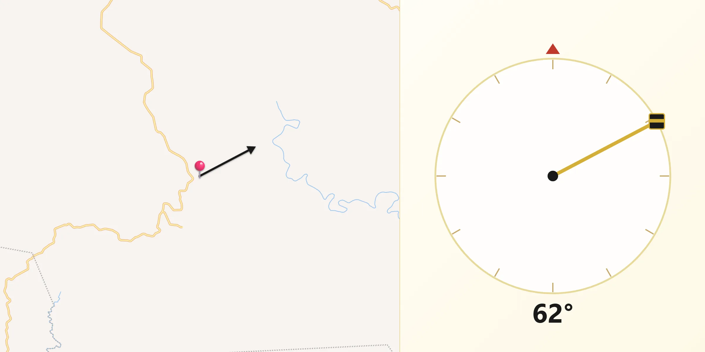 Dirección de la Qibla desde La Miel