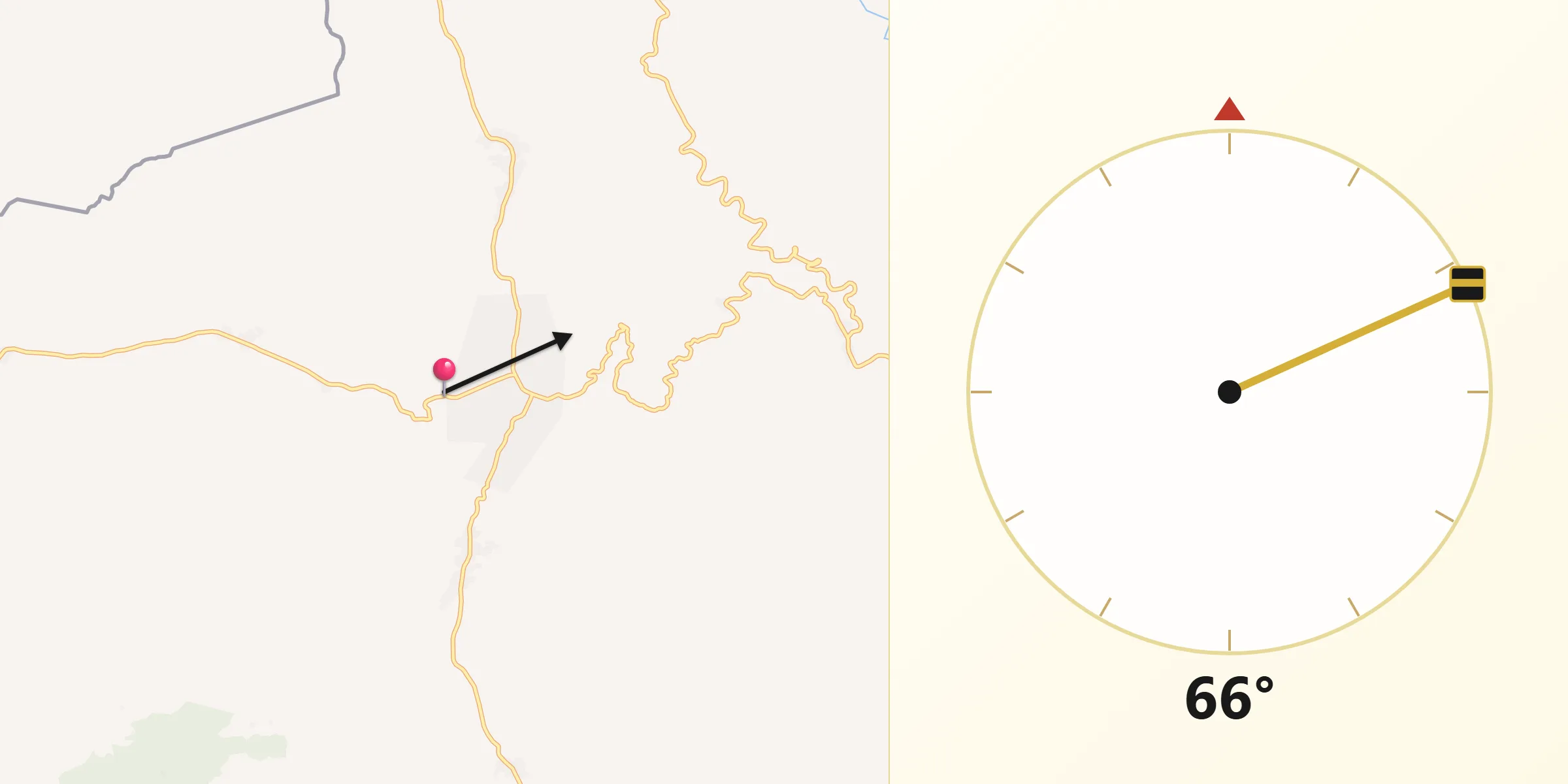 Direction vers la Qibla depuis Badou
