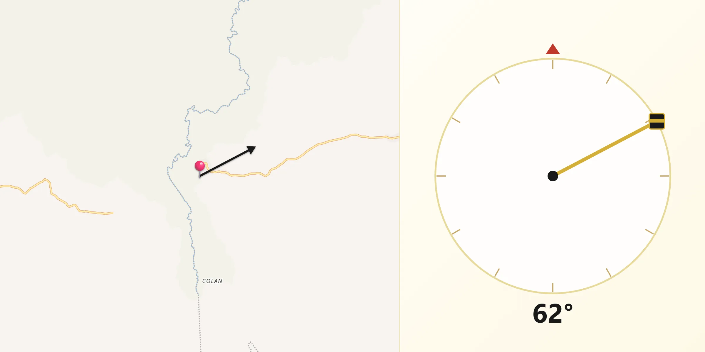 Dirección de la Qibla desde El Cañafístulo