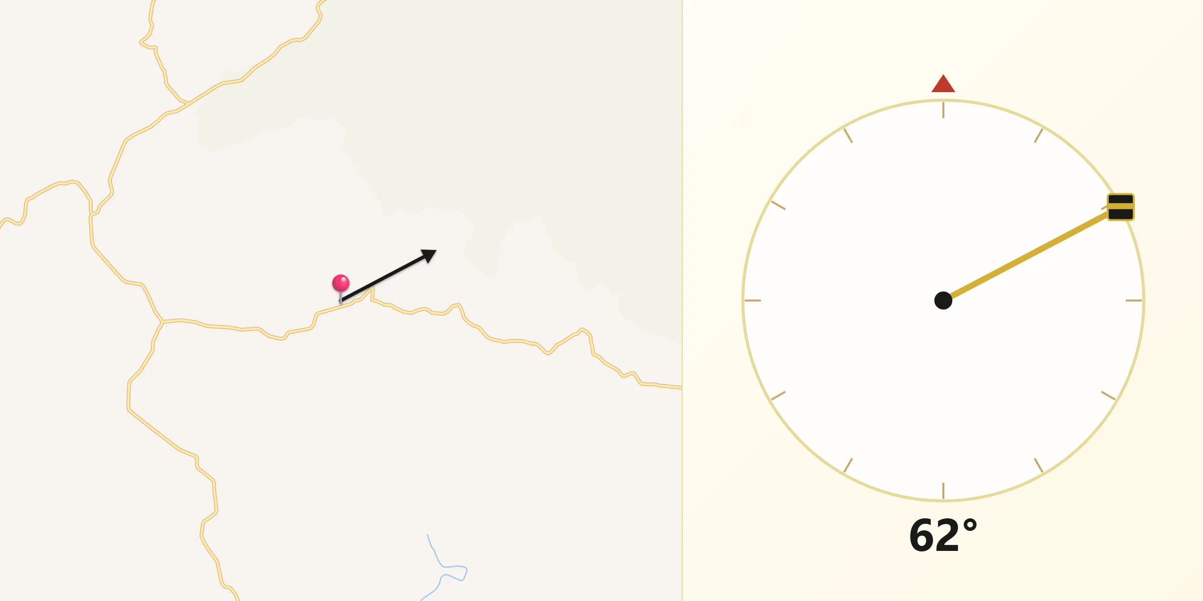 Dirección de la Qibla desde Vallerriquito