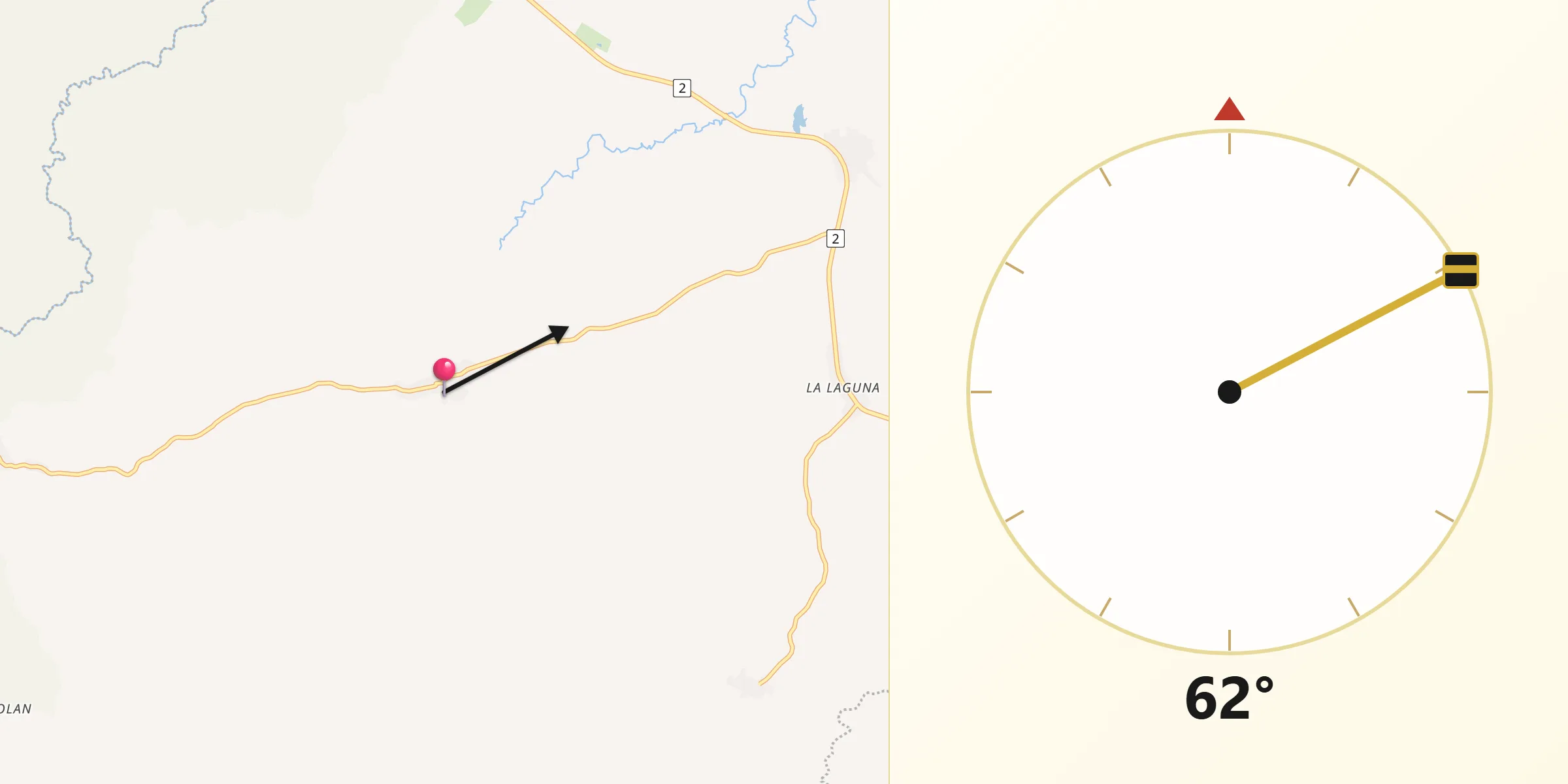 Dirección de la Qibla desde Paritilla