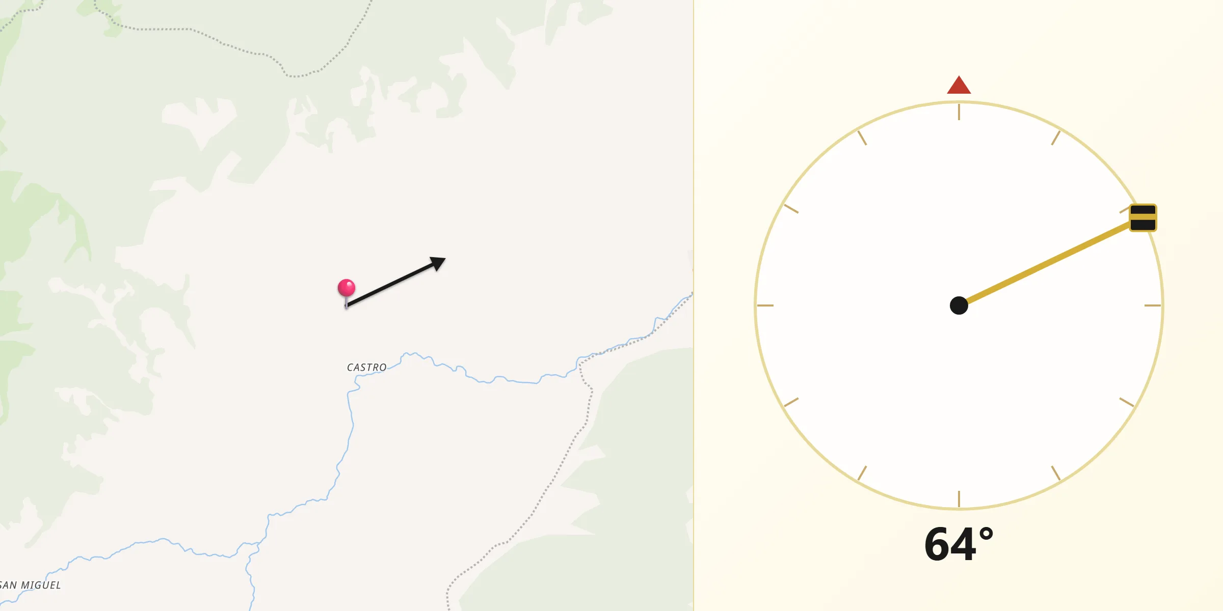 Dirección de la Qibla desde Arboledas