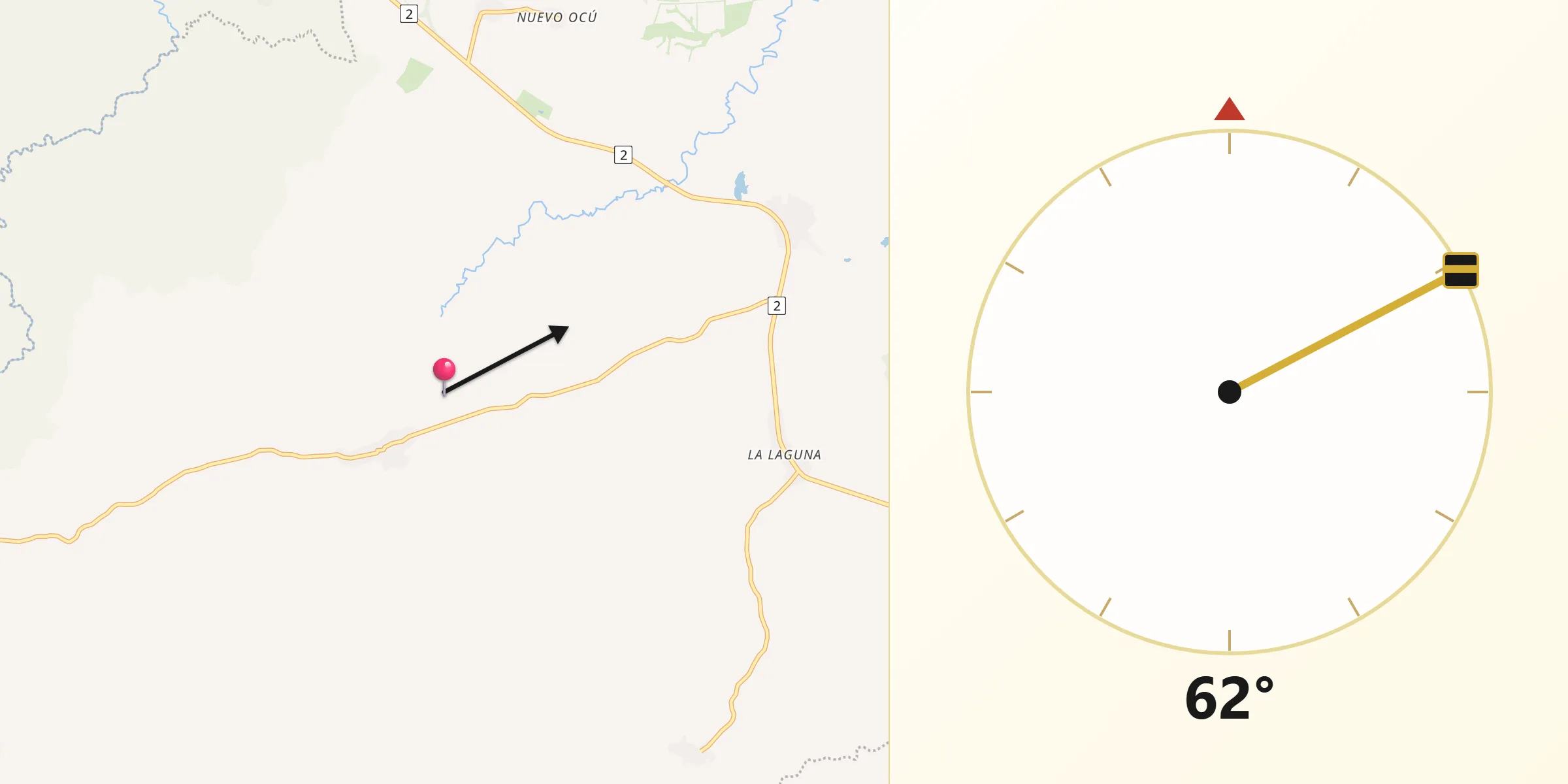 Dirección de la Qibla desde Distrito de Pocrí