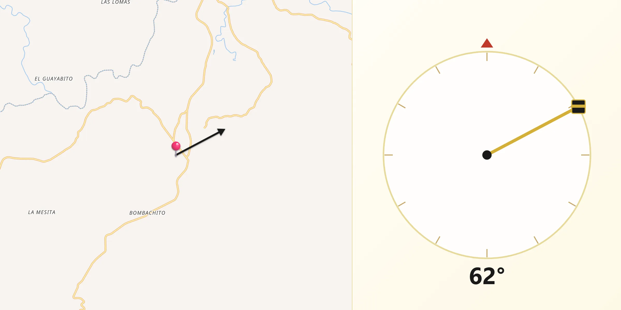 Dirección de la Qibla desde Llano de Piedra
