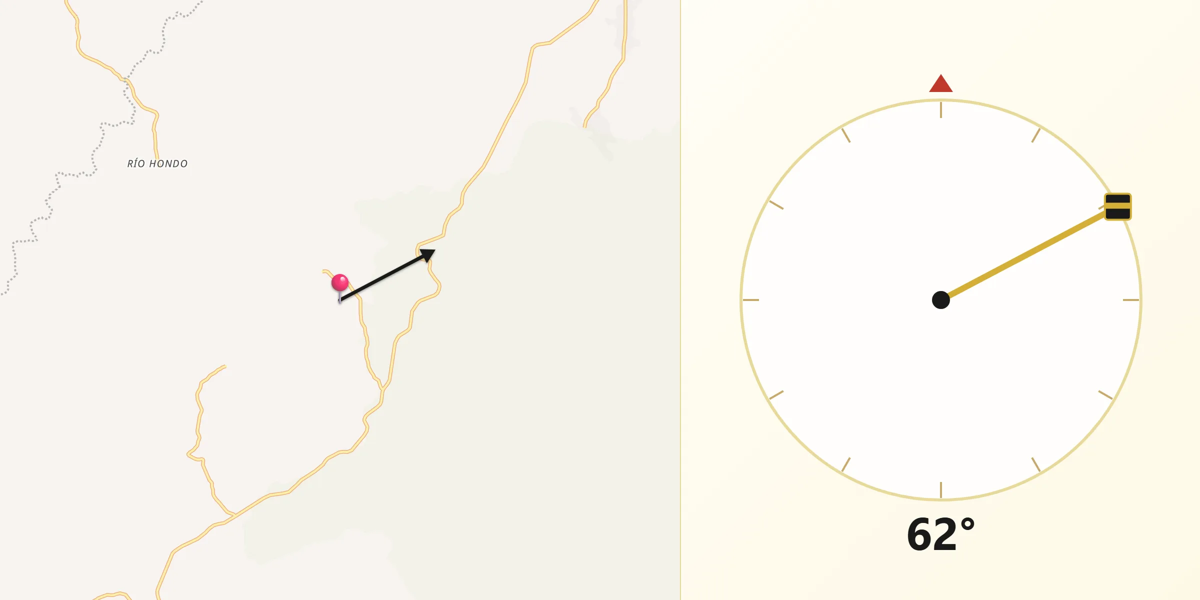 Dirección de la Qibla desde El Pedregoso