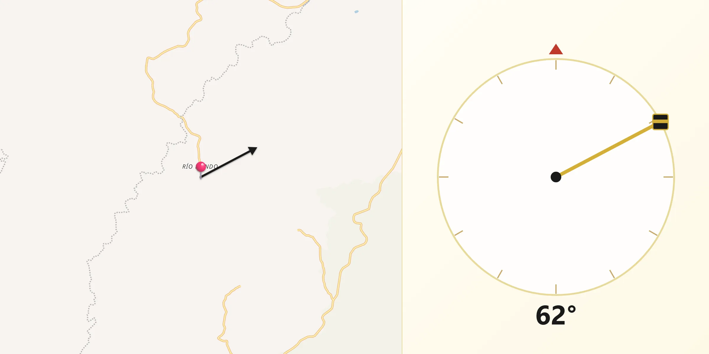 Dirección de la Qibla desde Río Hondo