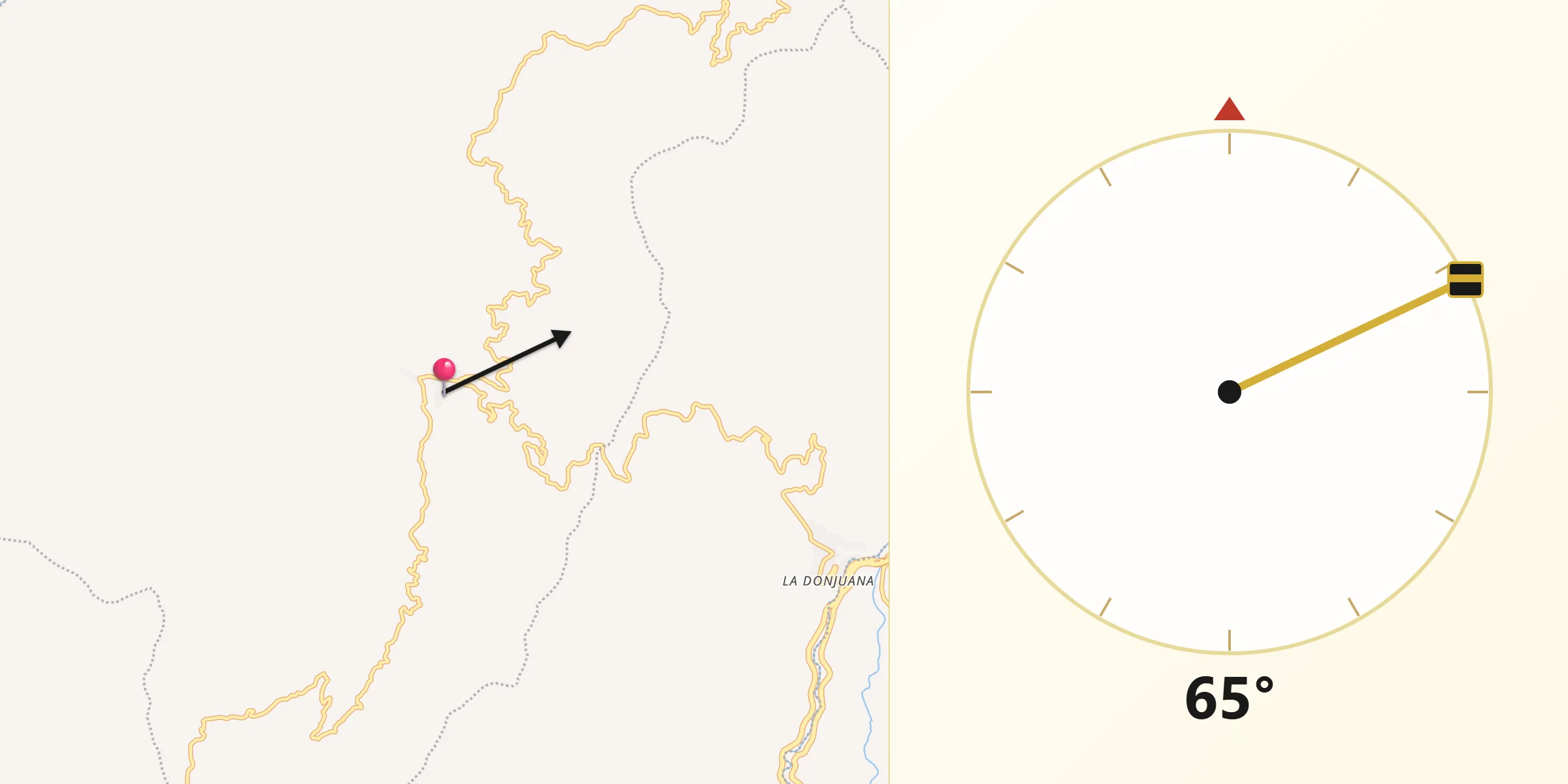 Dirección de la Qibla desde Durania