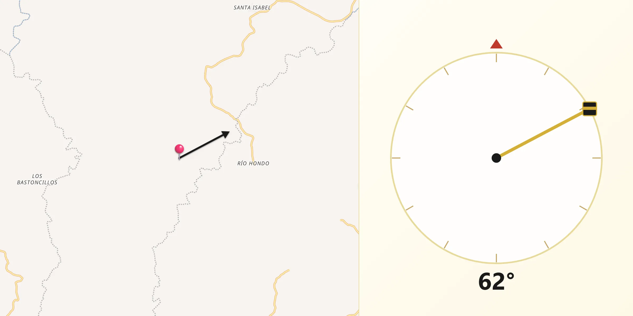 Dirección de la Qibla desde La Palma