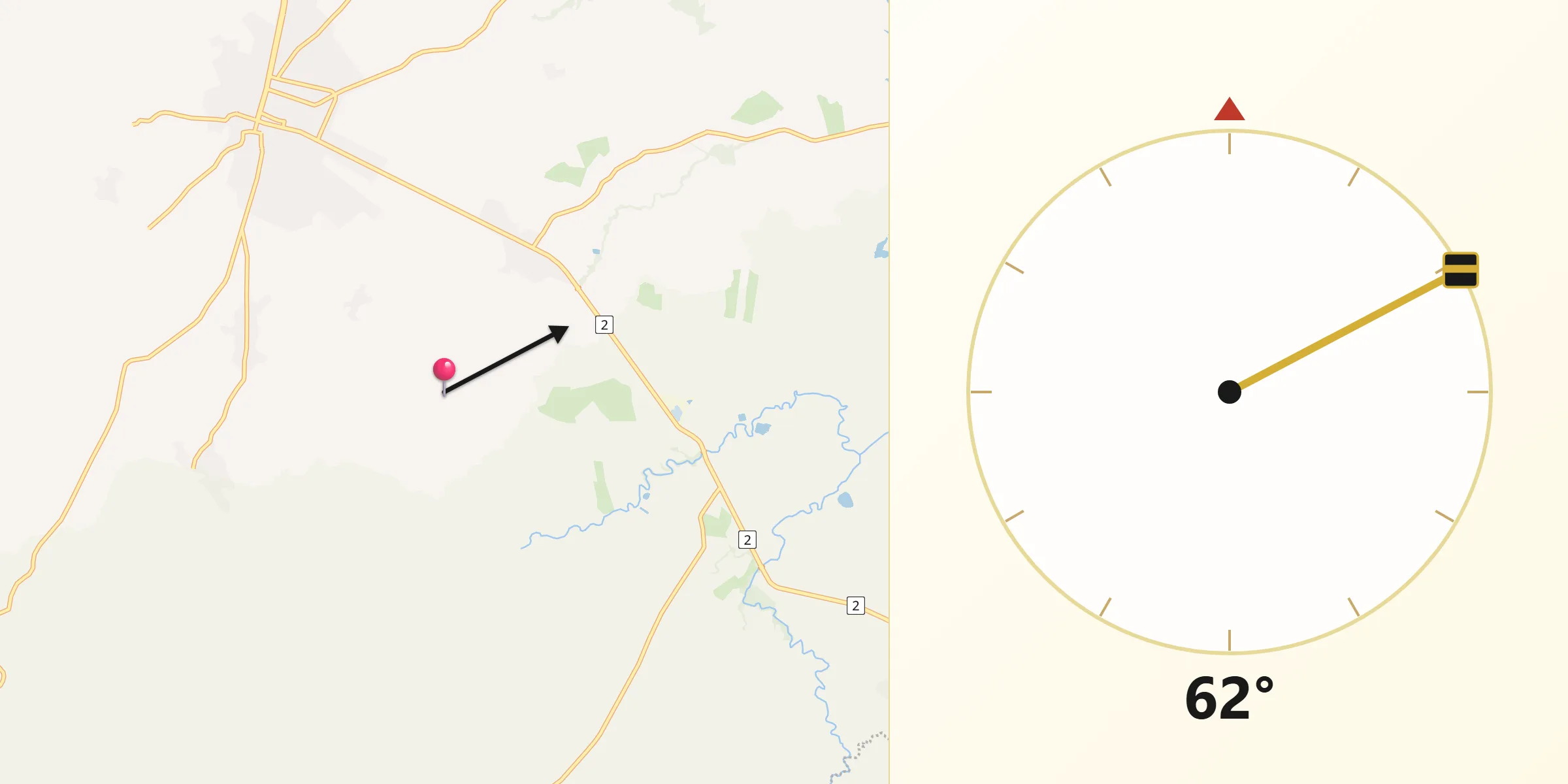 Dirección de la Qibla desde La Laja