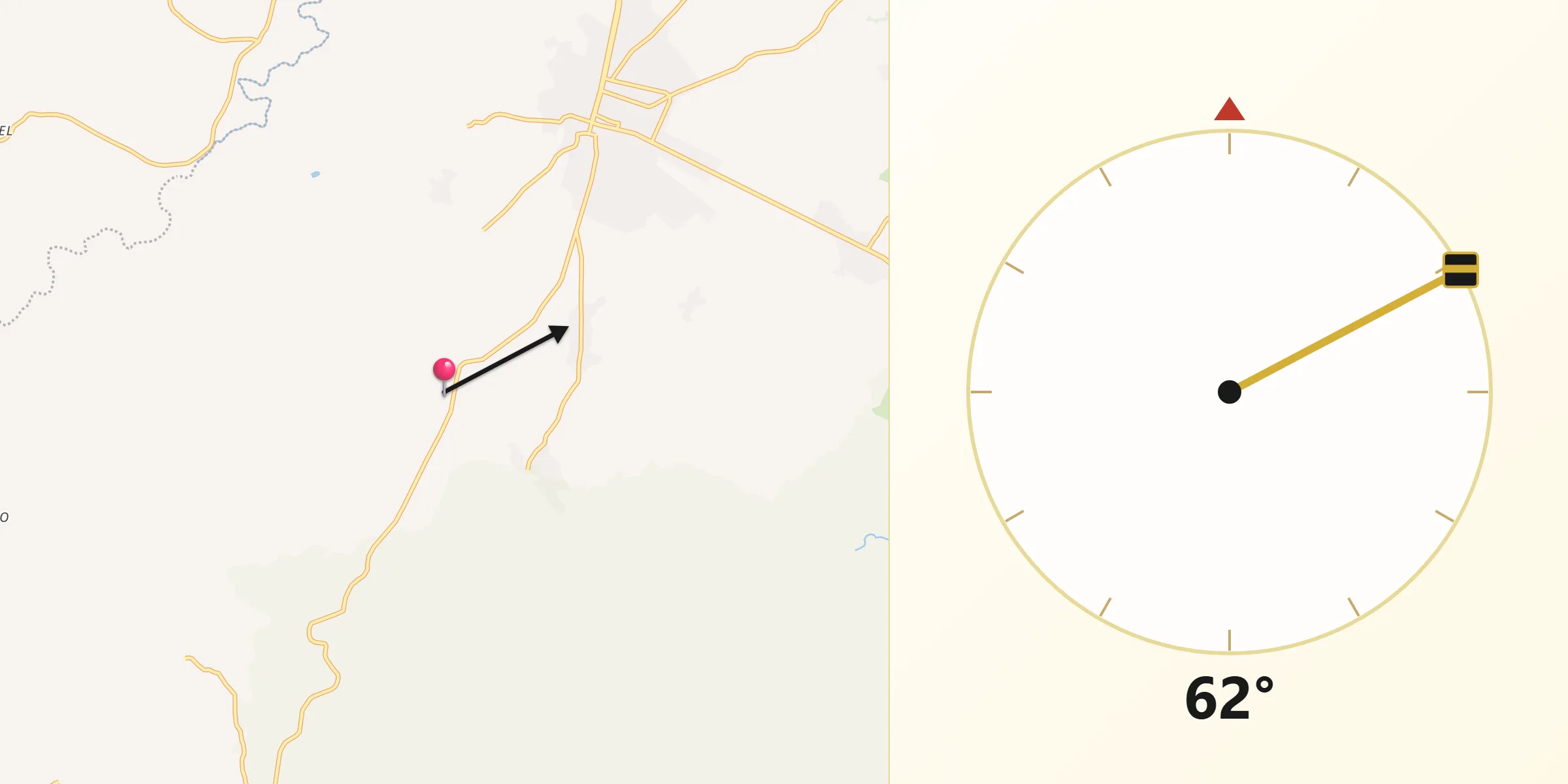 Dirección de la Qibla desde El Carate
