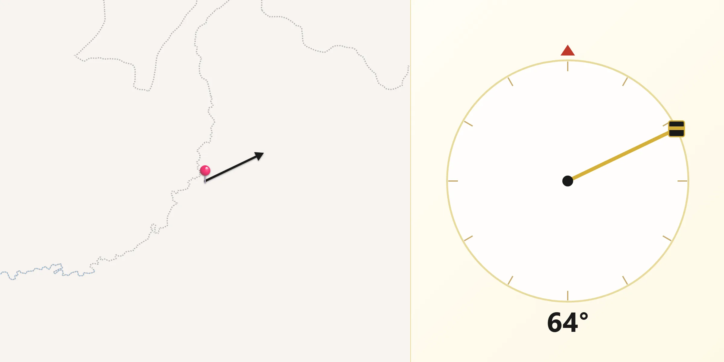 Dirección de la Qibla desde Cachirá