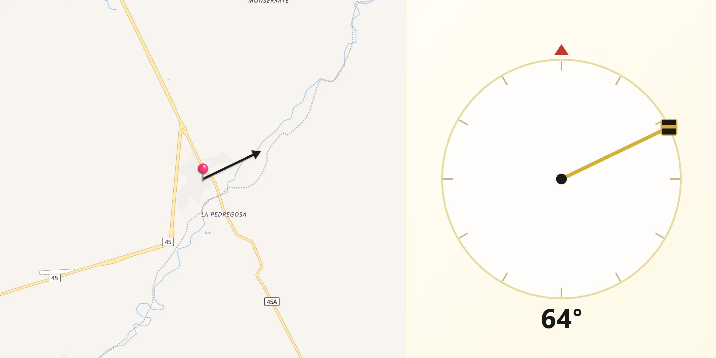 Dirección de la Qibla desde San Alberto