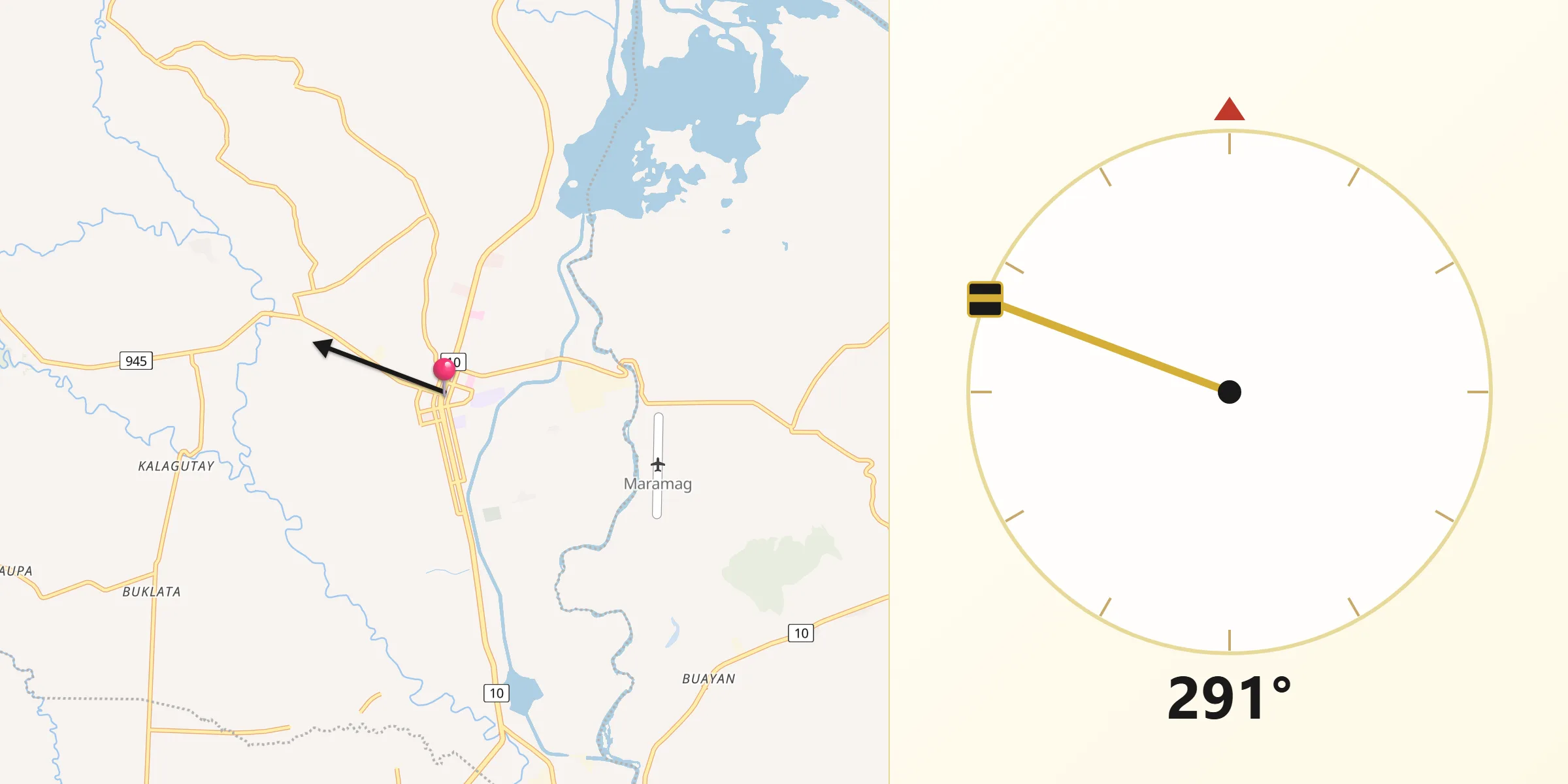 Qibla Direction from Maramag