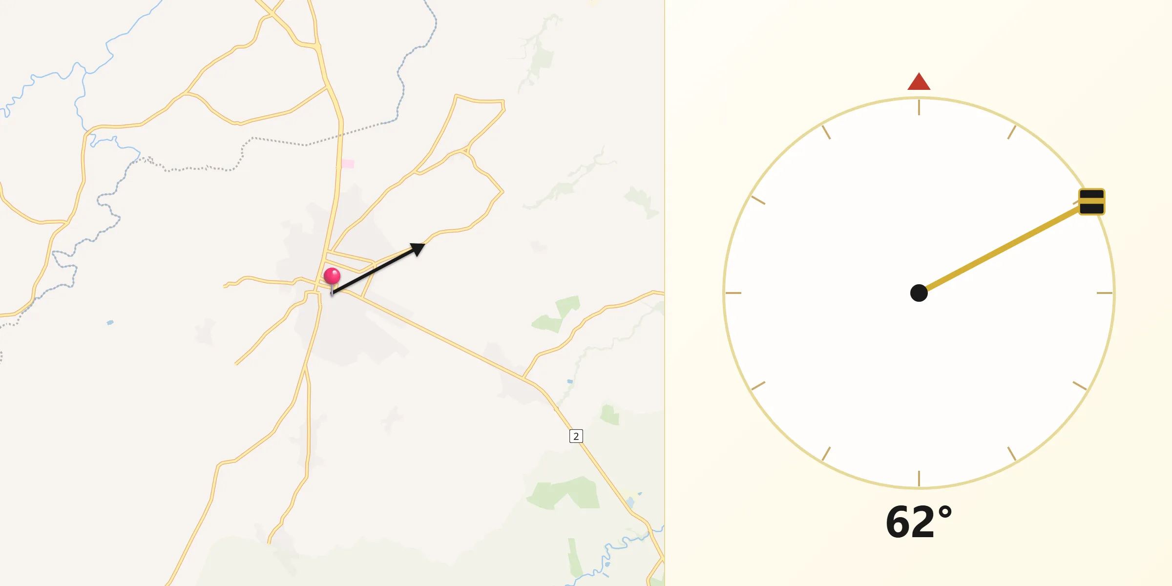 Dirección de la Qibla desde Las Tablas