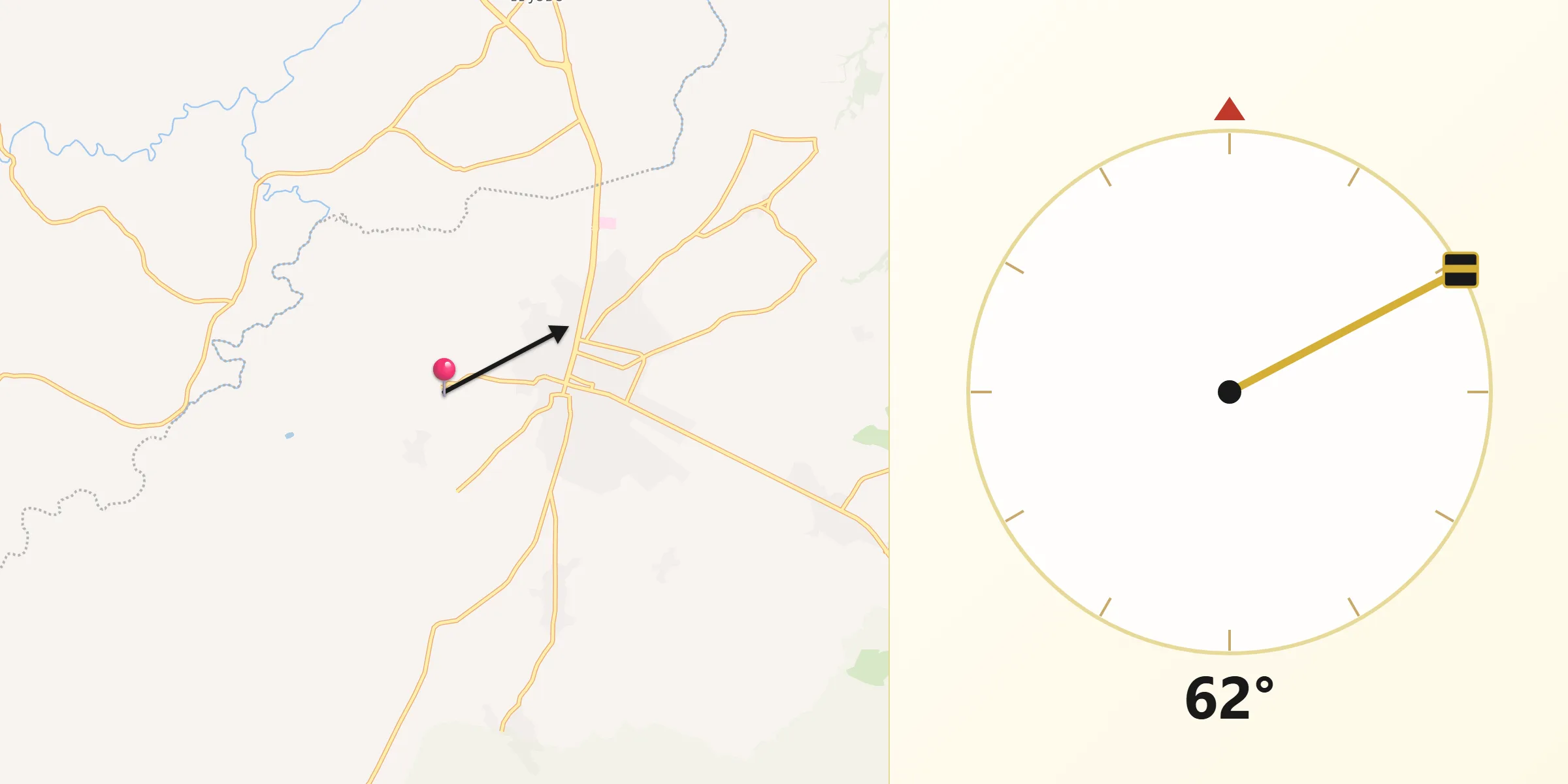 Dirección de la Qibla desde Las Palmitas