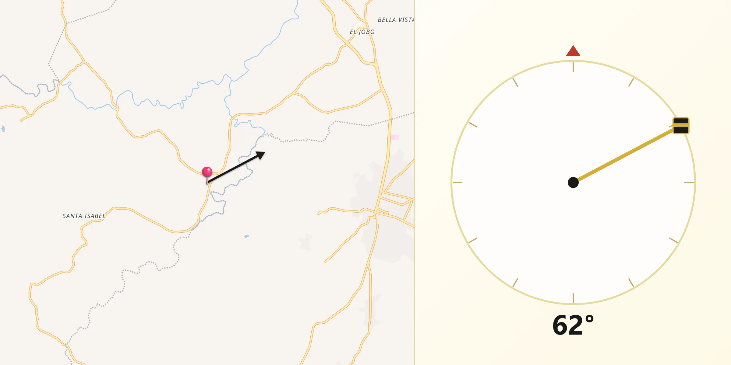 Dirección de la Qibla desde Perales