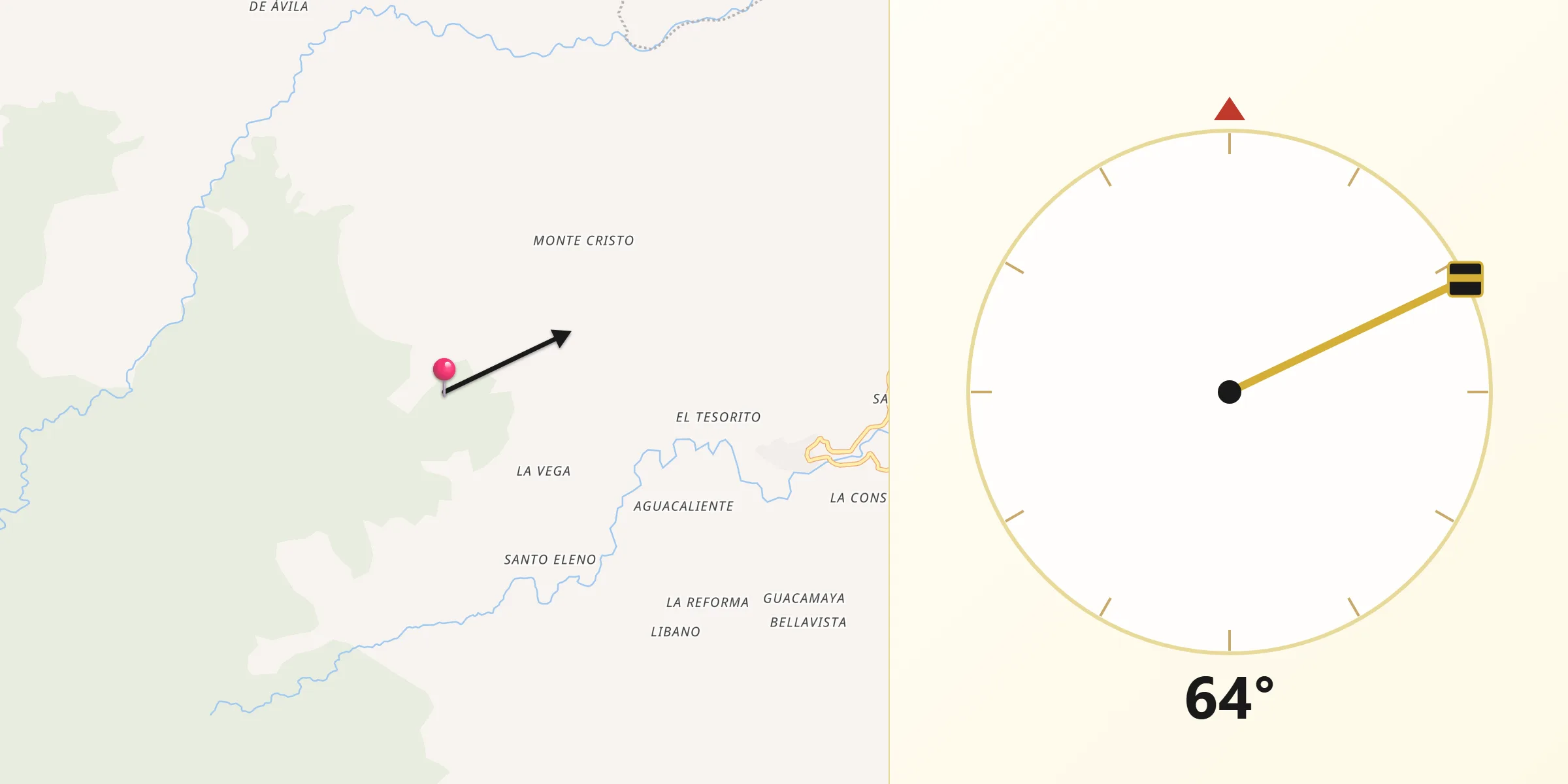 Dirección de la Qibla desde Salazar