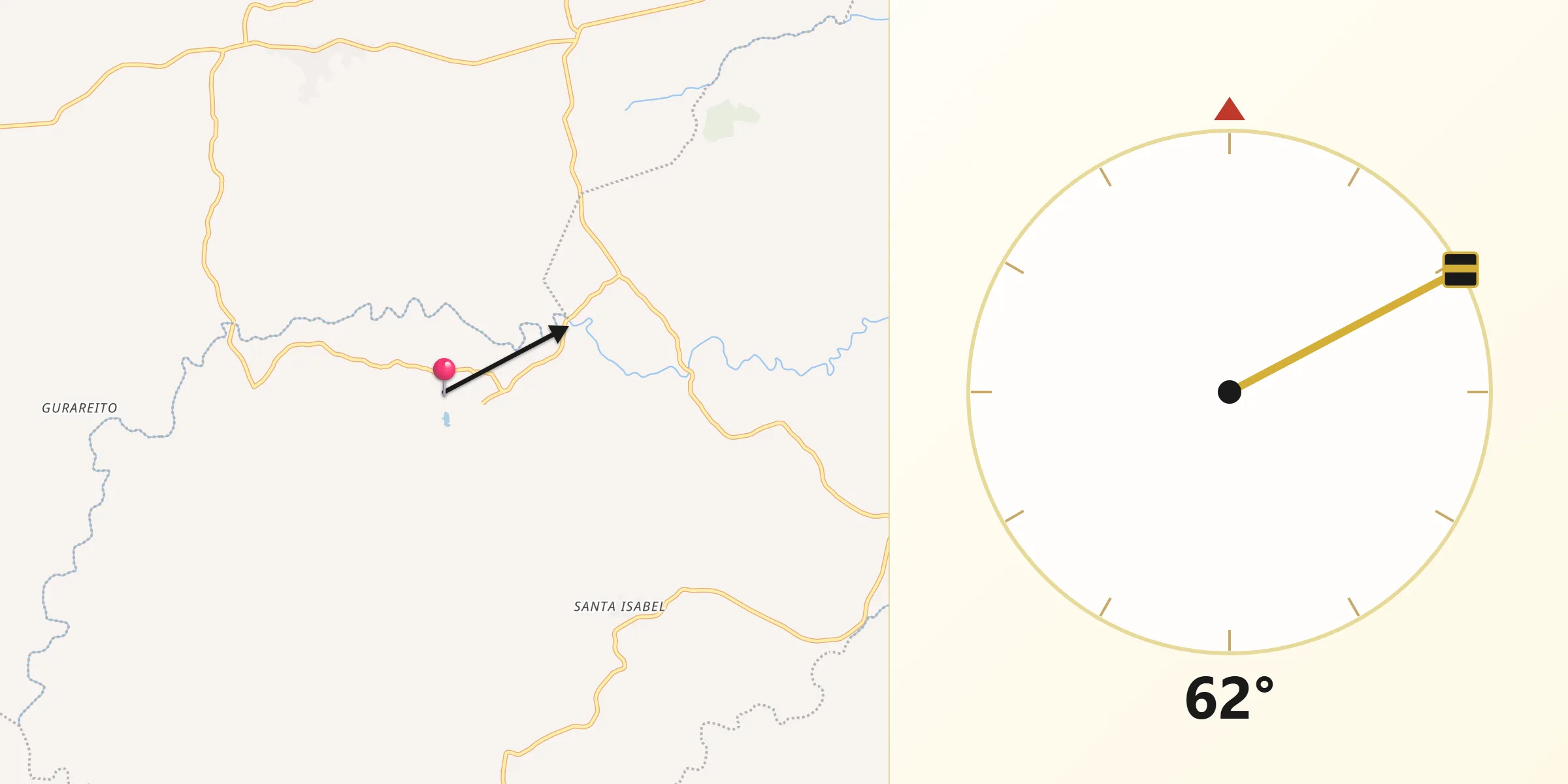 Dirección de la Qibla desde El Hato