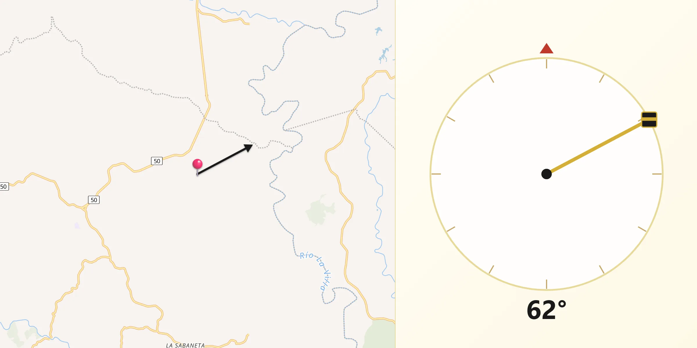Dirección de la Qibla desde Los Cerritos