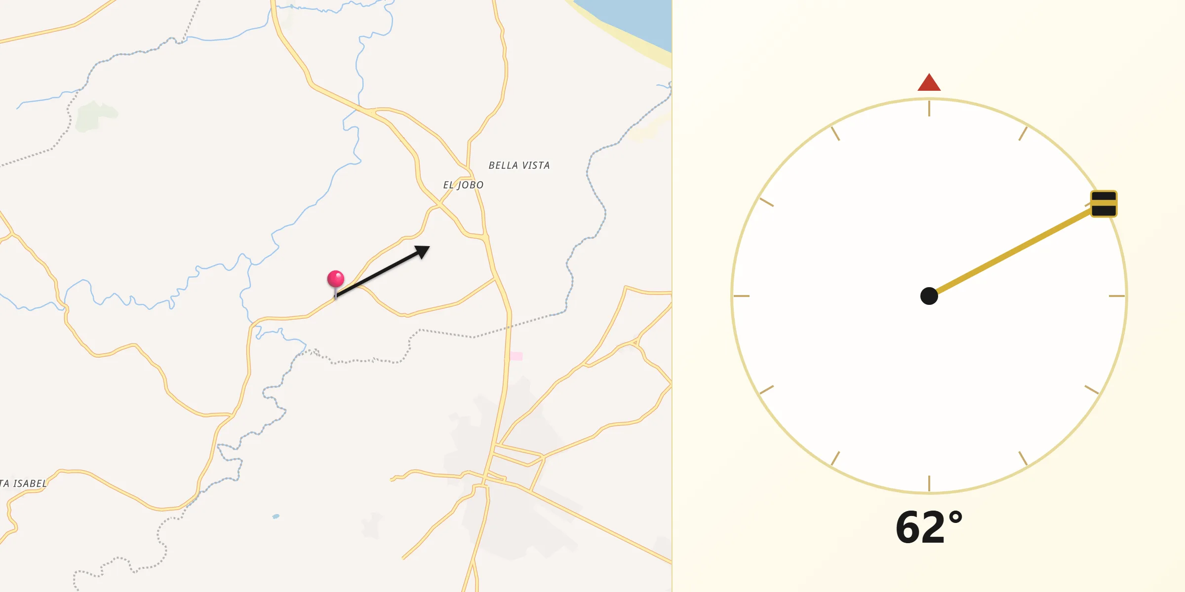 Dirección de la Qibla desde La Pasera