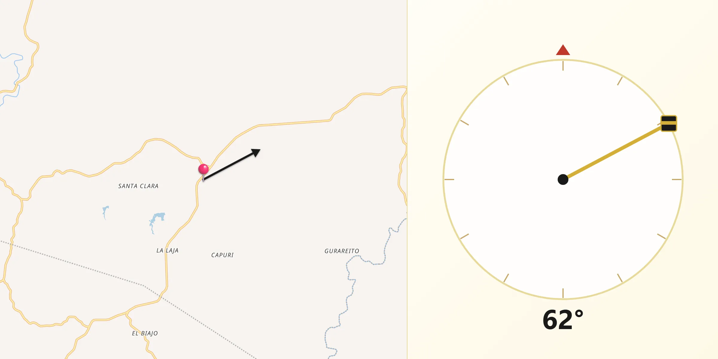 Dirección de la Qibla desde Villa Lourdes