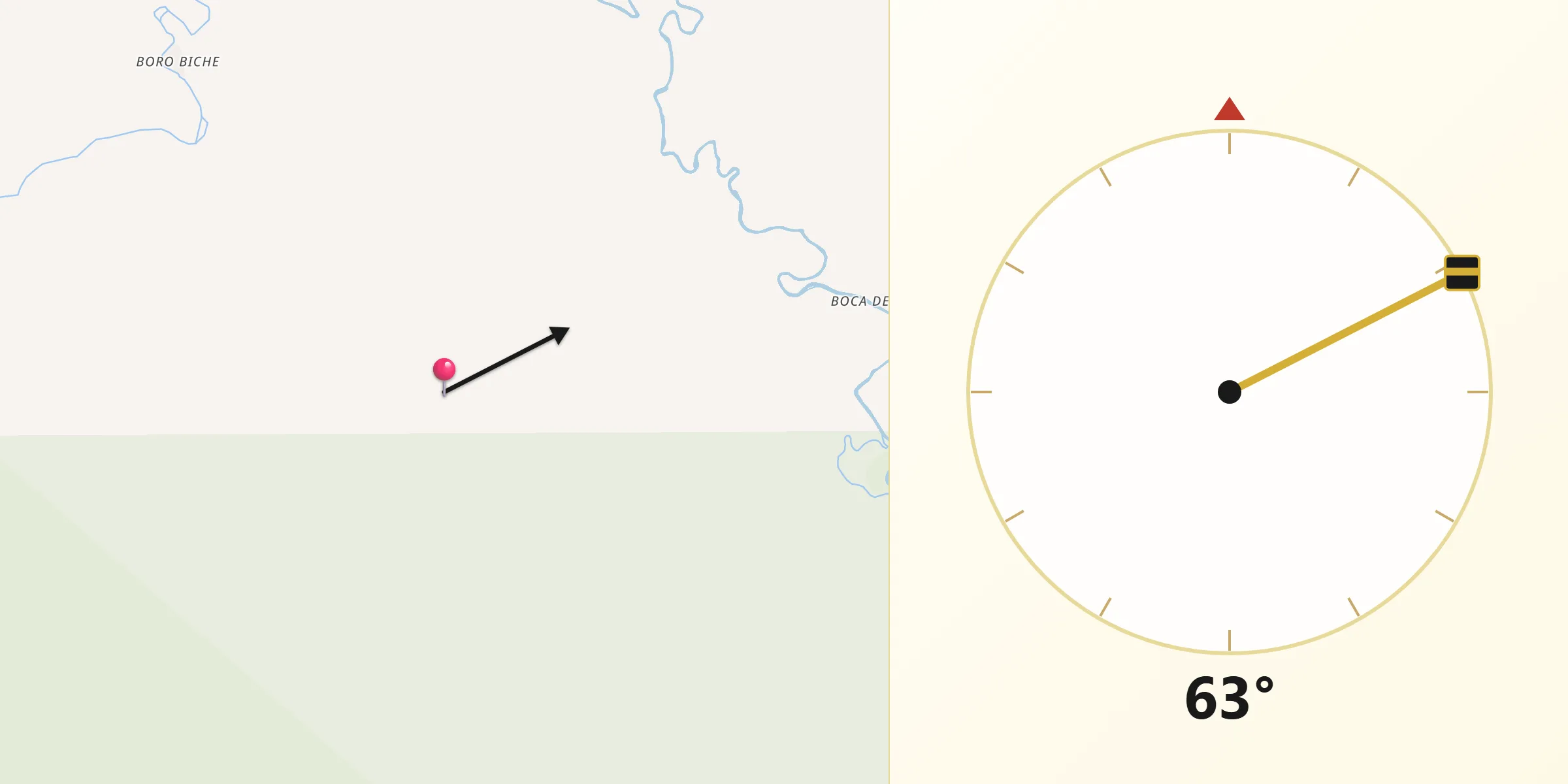 Dirección de la Qibla desde Sambú