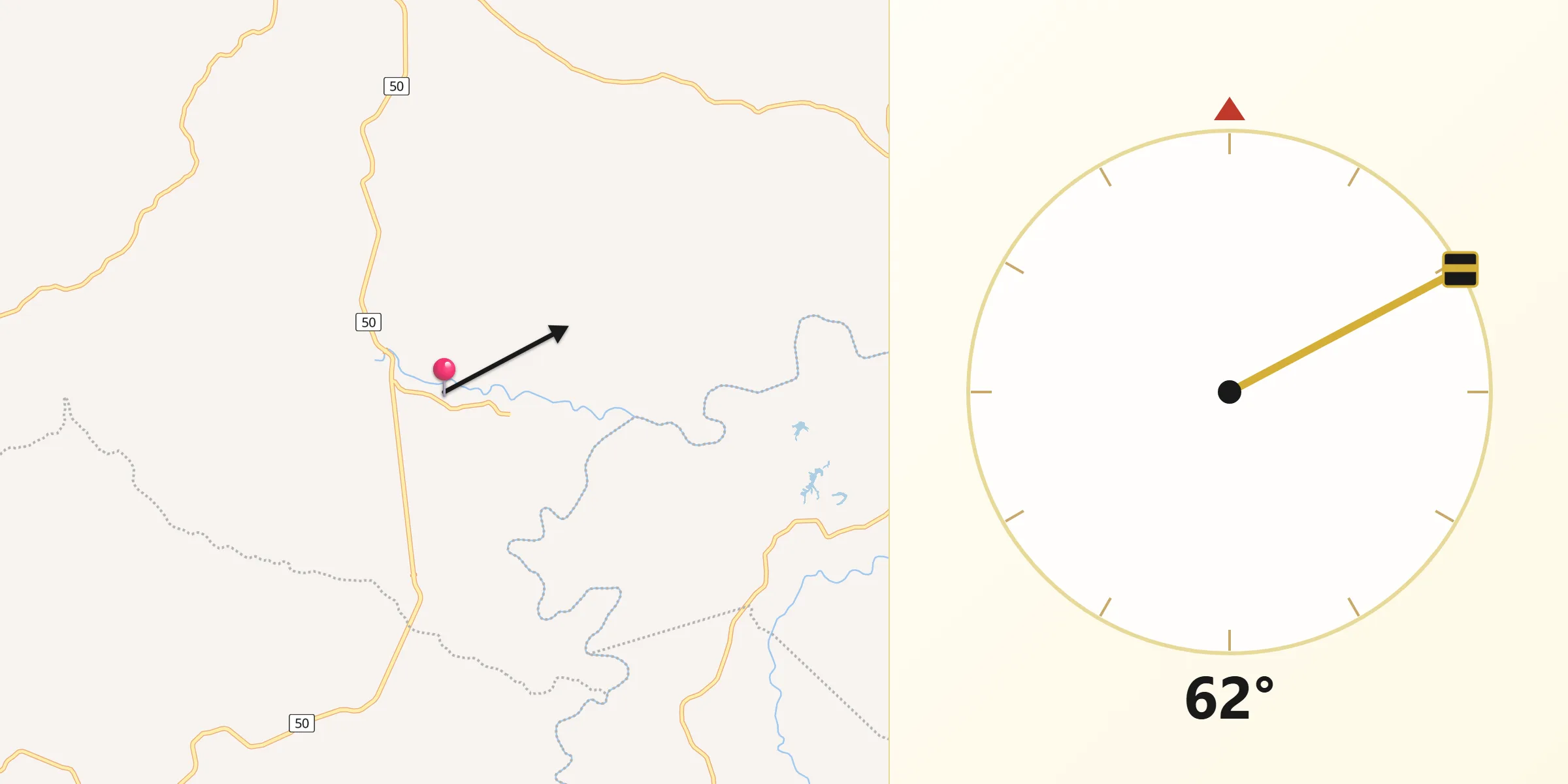 Dirección de la Qibla desde Rincón Hondo