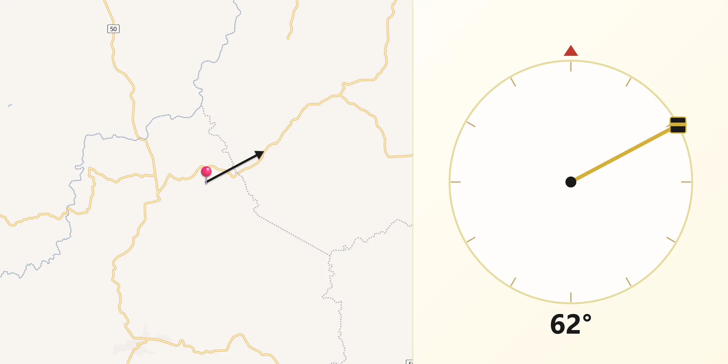 Dirección de la Qibla desde Chumical