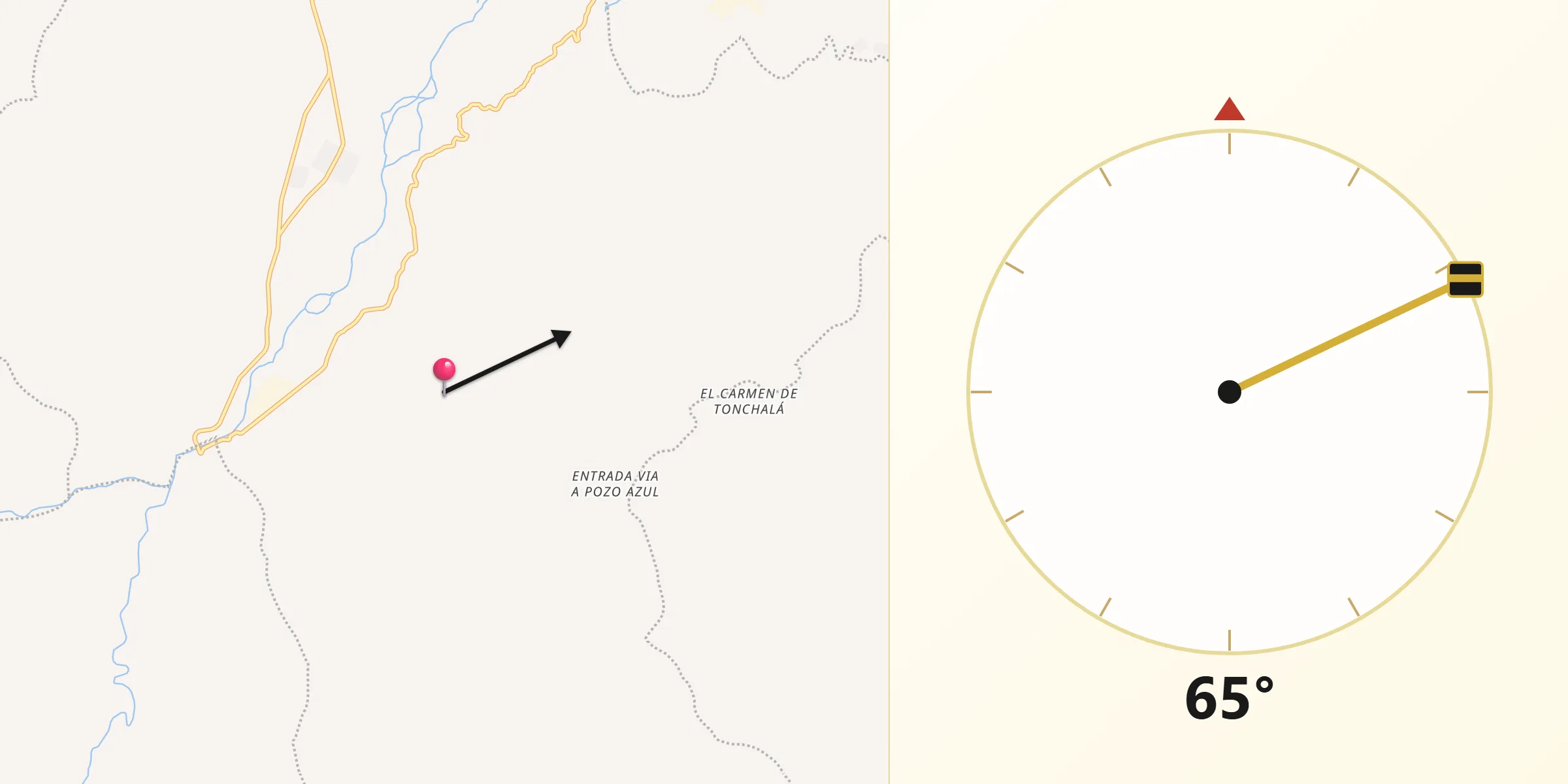 Dirección de la Qibla desde San Cayetano
