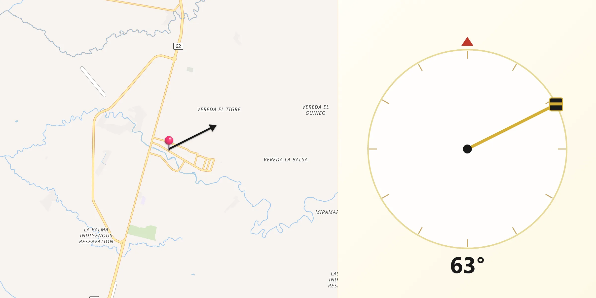 Dirección de la Qibla desde Apartadó