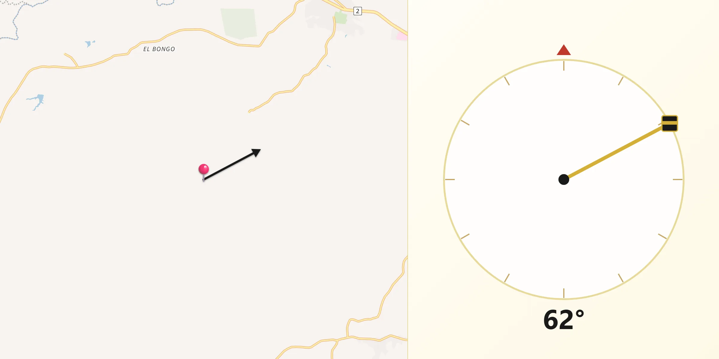 Dirección de la Qibla desde Distrito de Los Santos