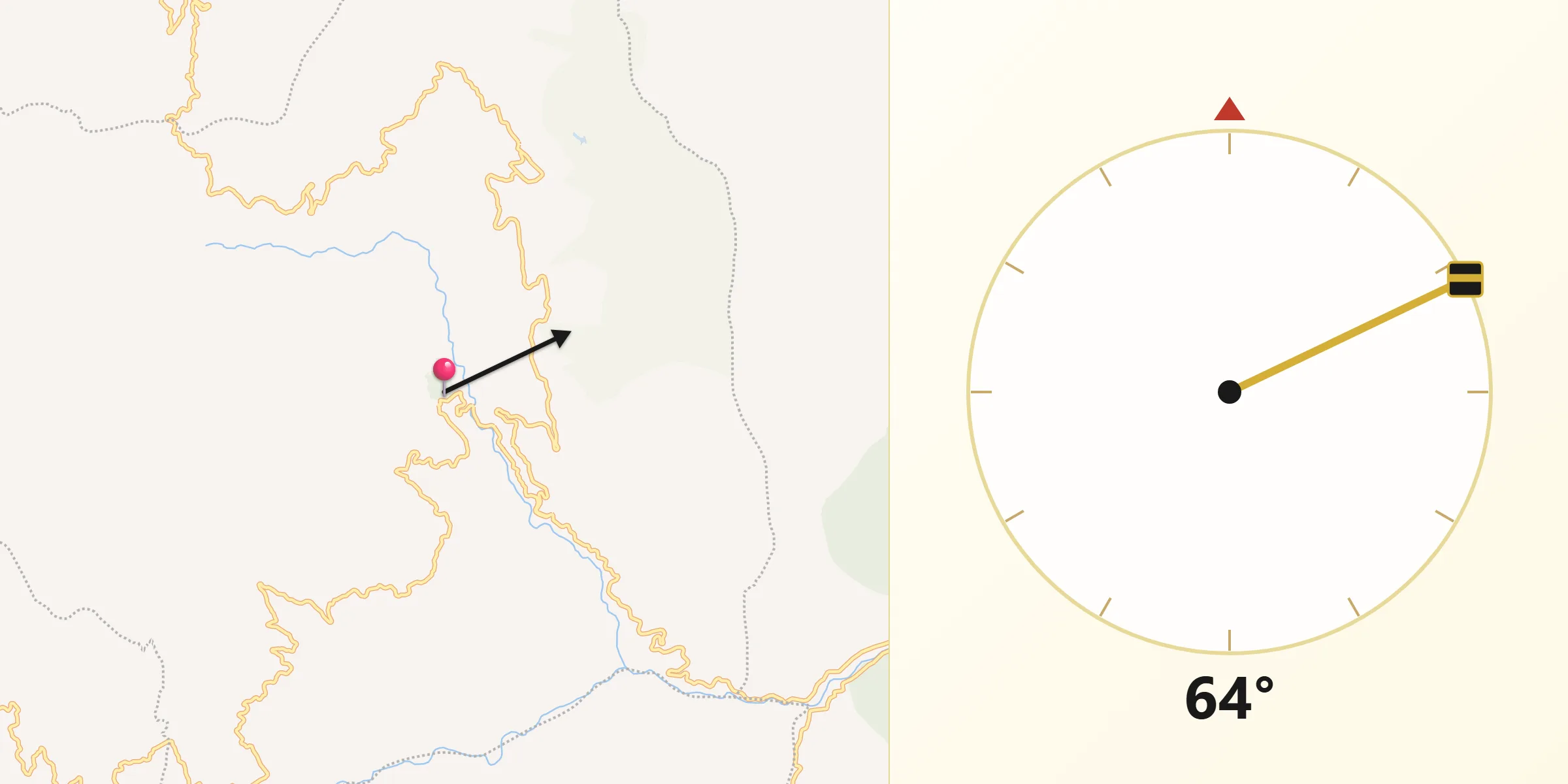 Dirección de la Qibla desde Gramalote