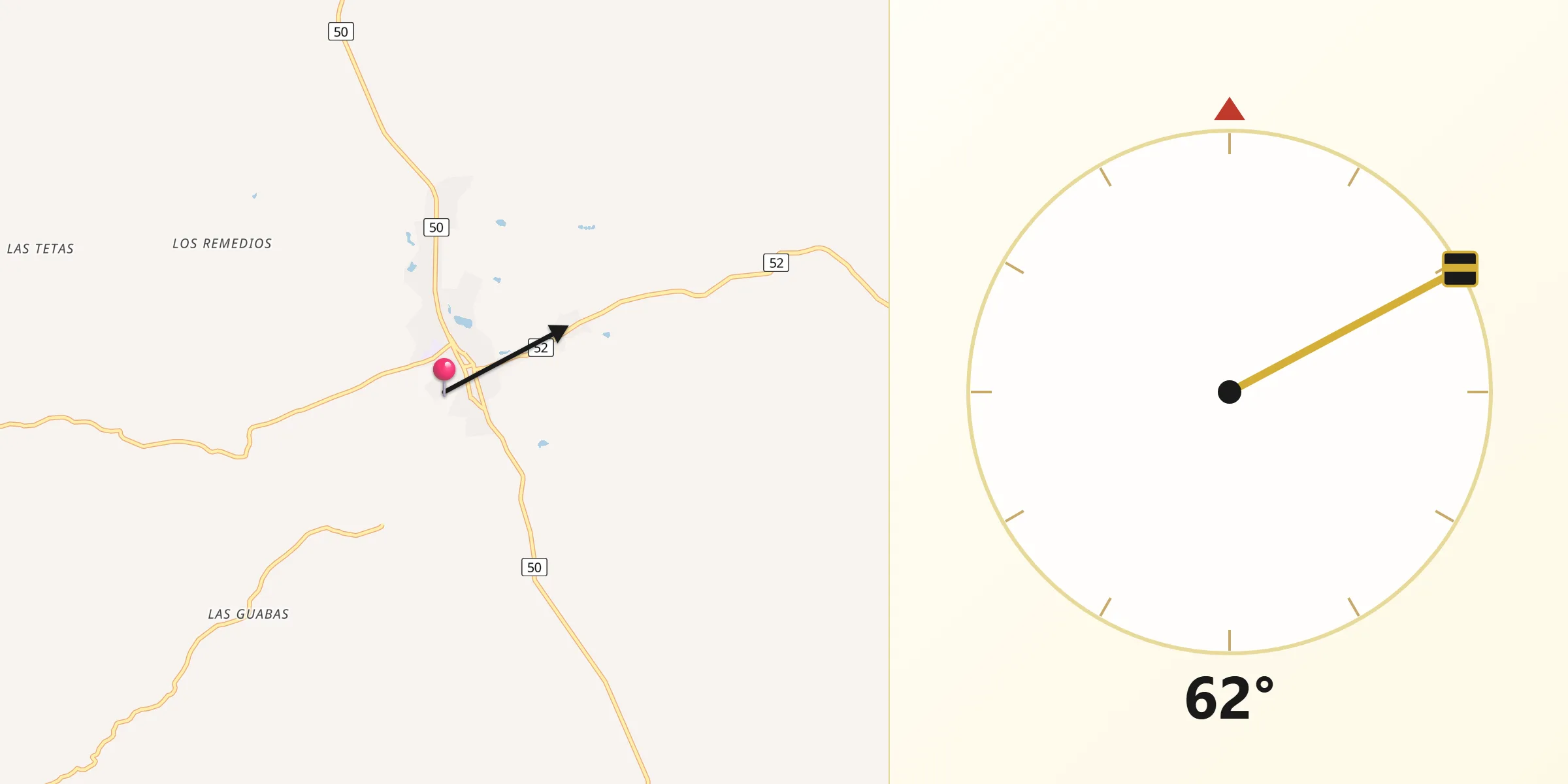 Dirección de la Qibla desde Ocú