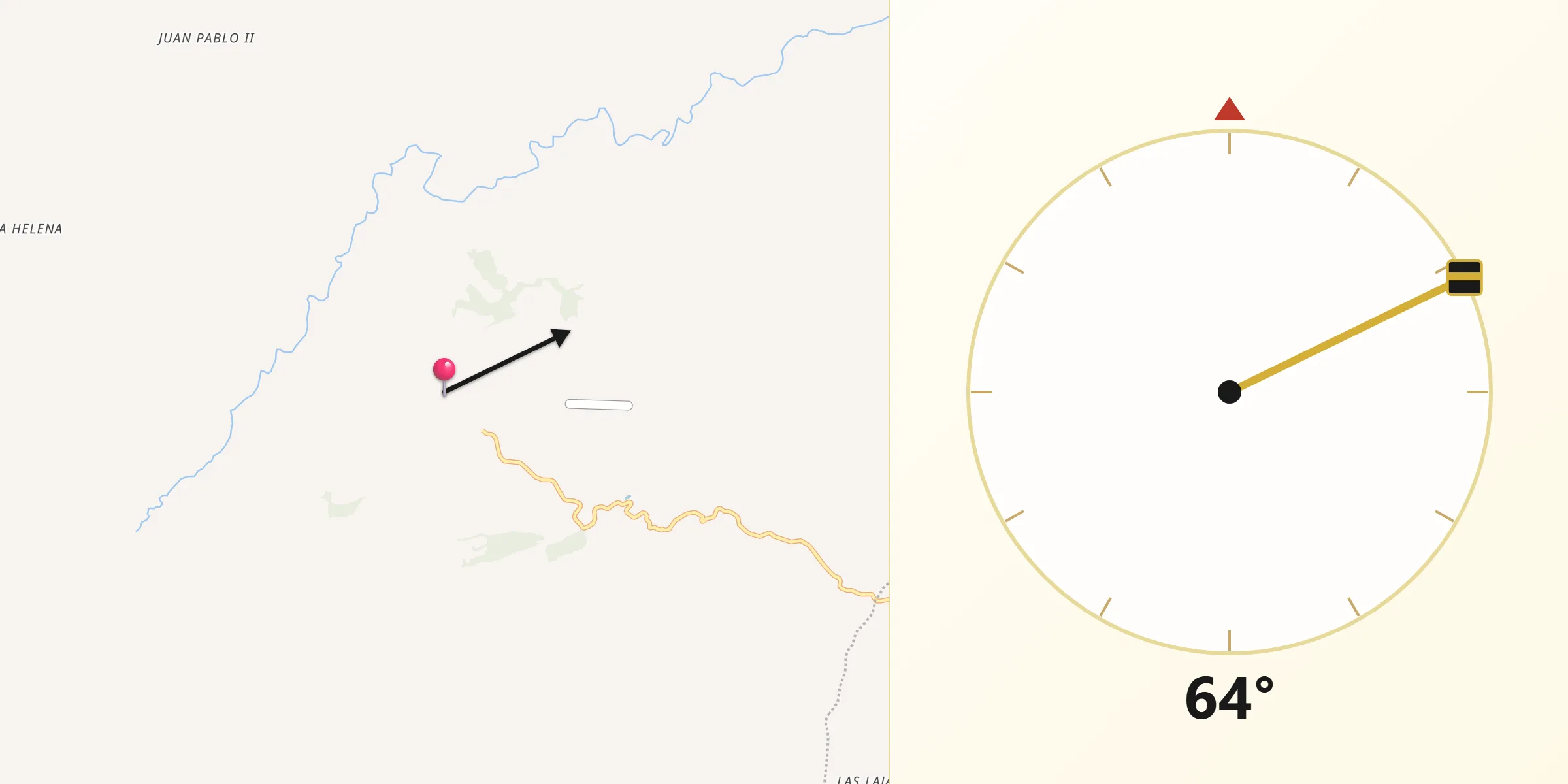 Dirección de la Qibla desde Santa Rosa del Sur