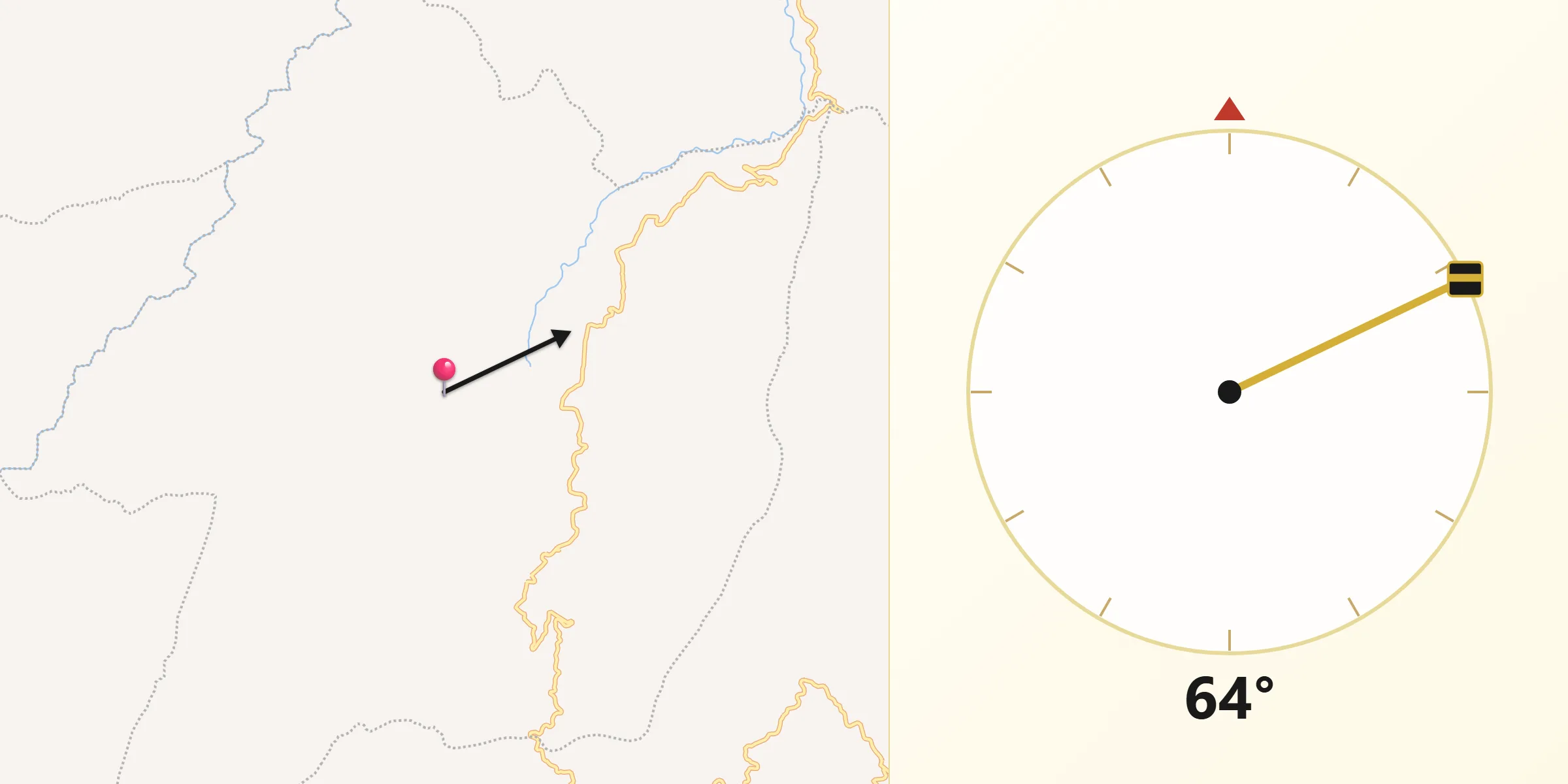 Dirección de la Qibla desde Lourdes