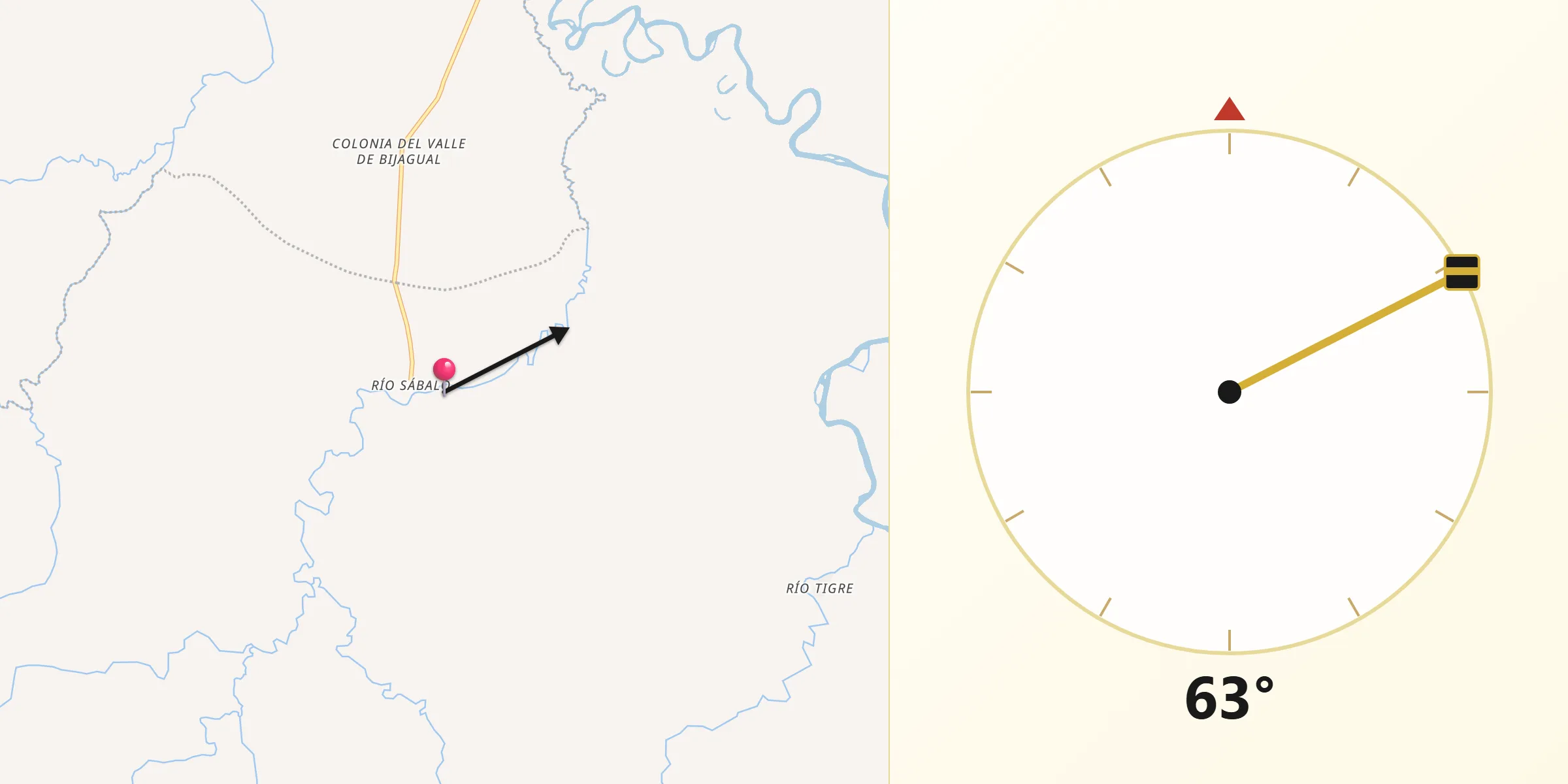 Dirección de la Qibla desde Bayamón