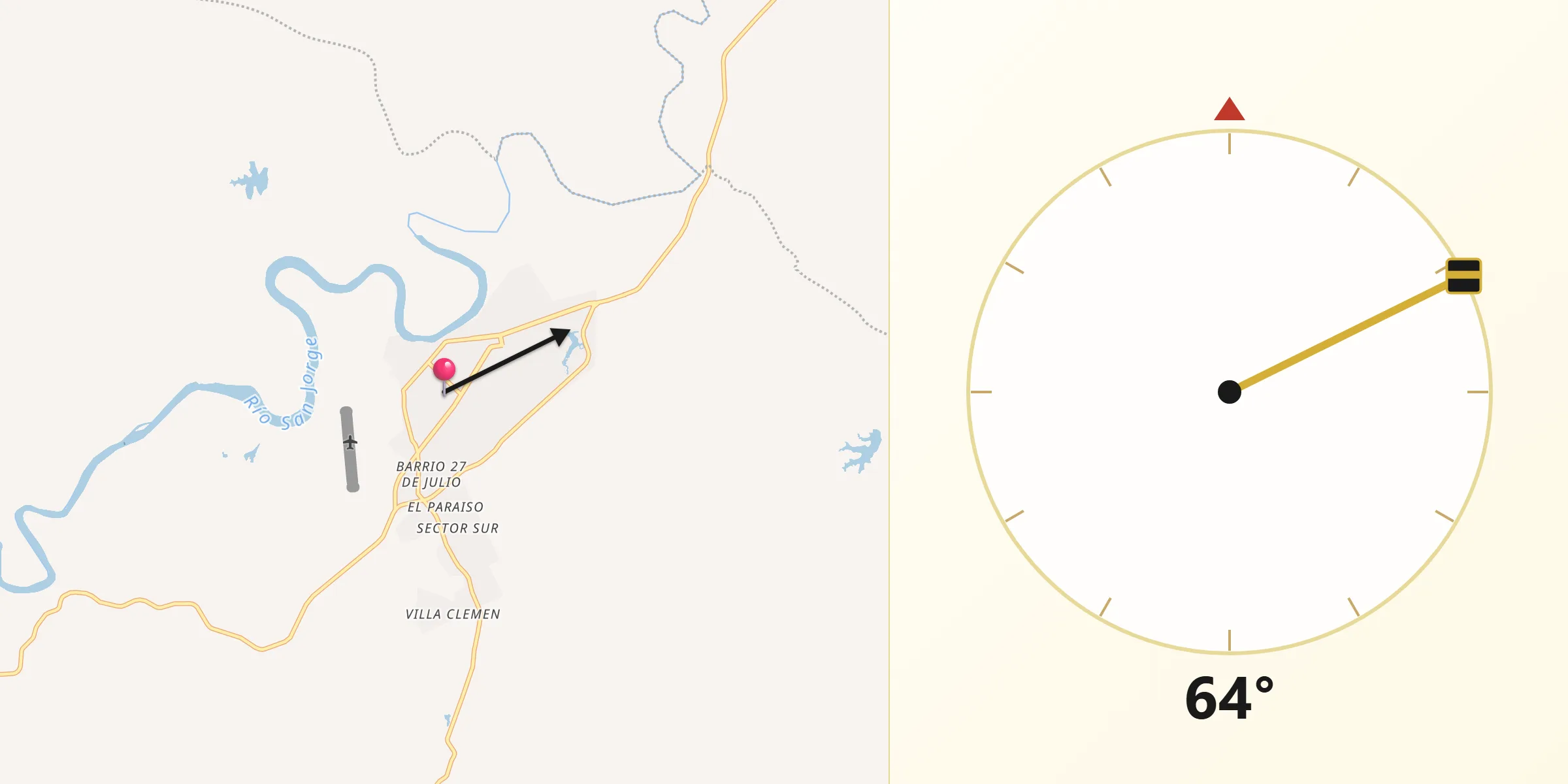 Dirección de la Qibla desde Montelíbano