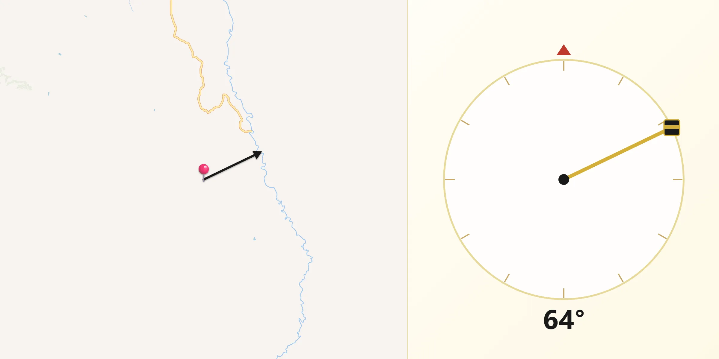 Dirección de la Qibla desde Abrego