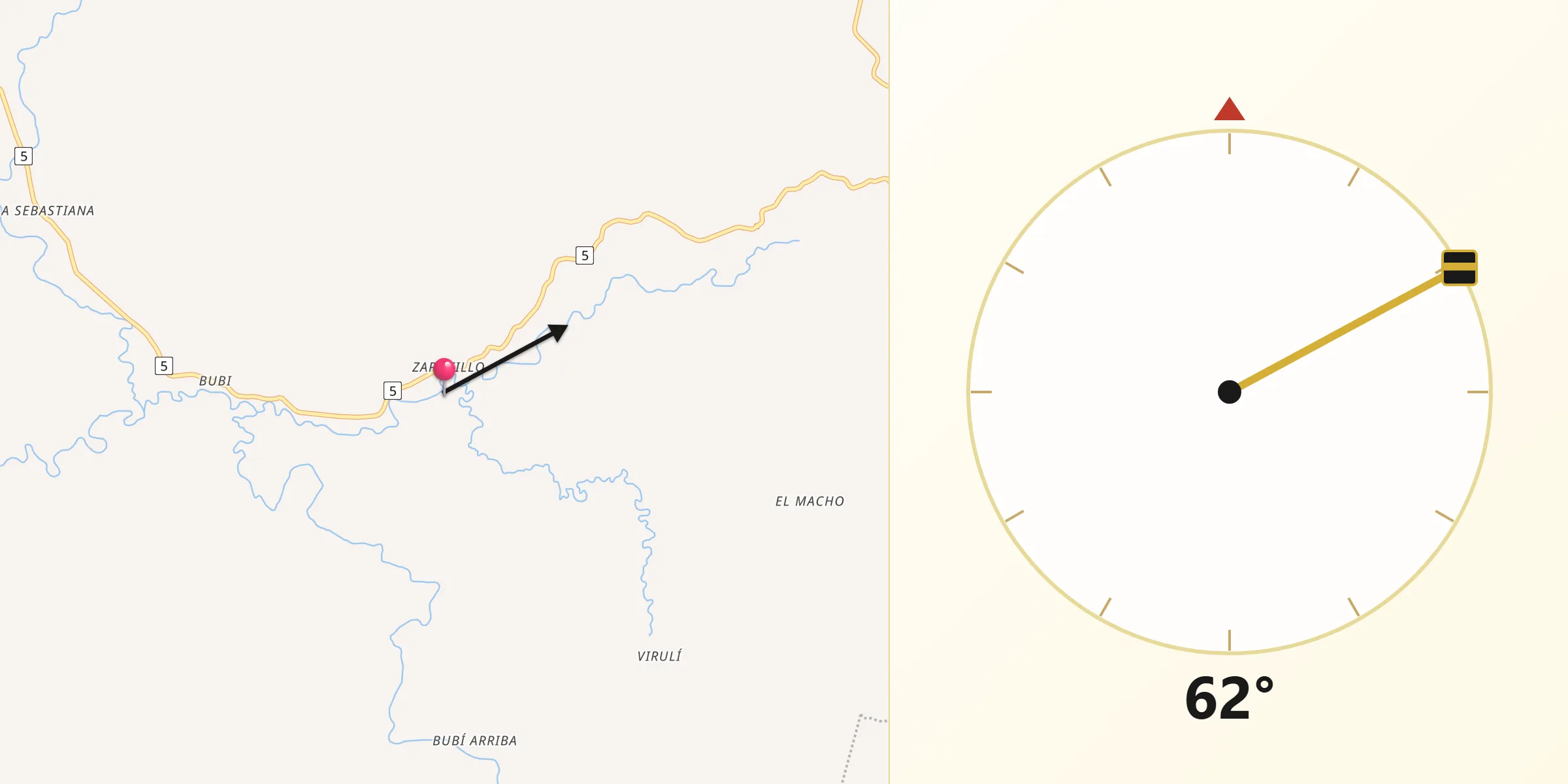 Dirección de la Qibla desde Zapotillo
