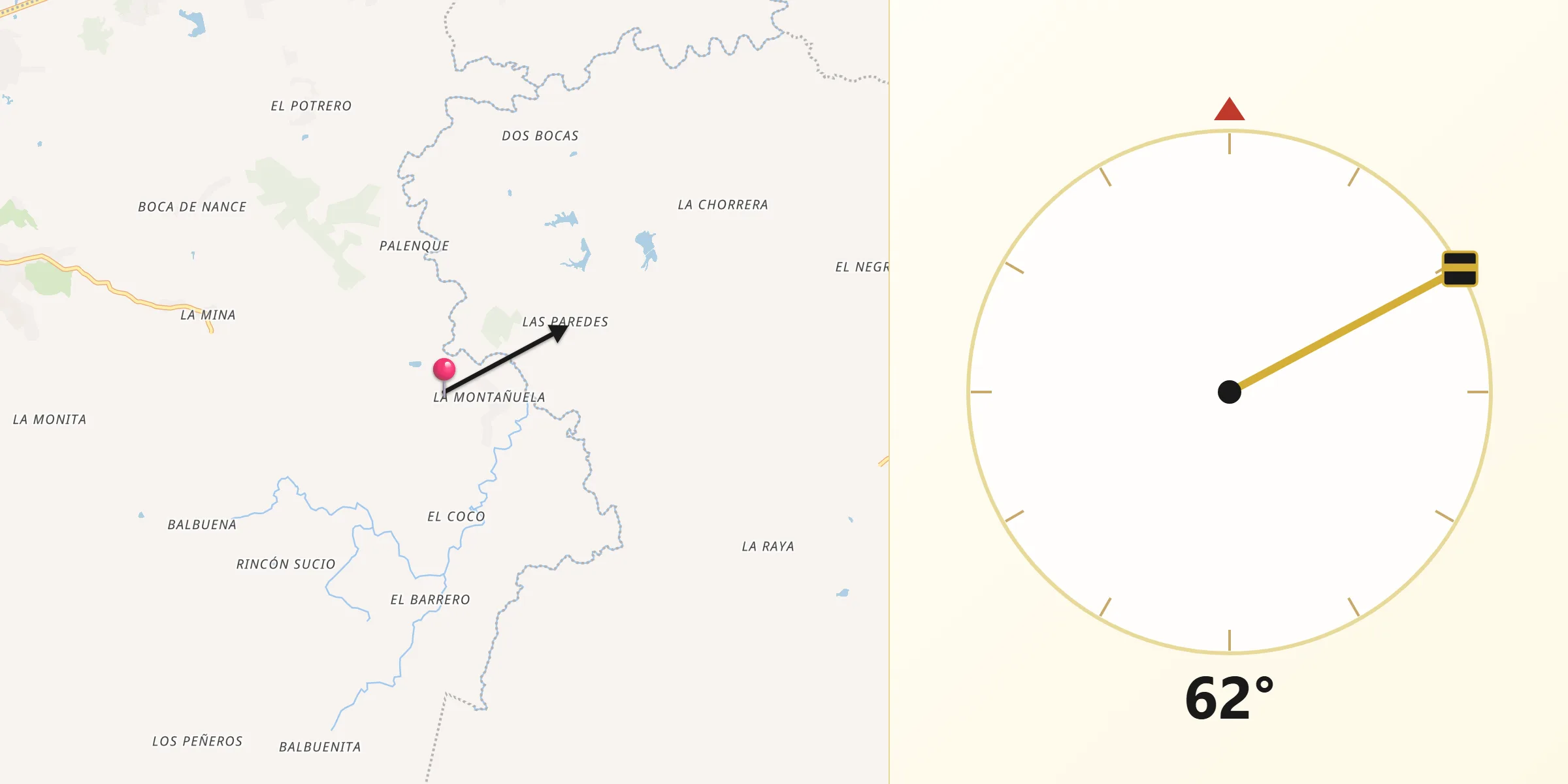 Dirección de la Qibla desde La Montañuela