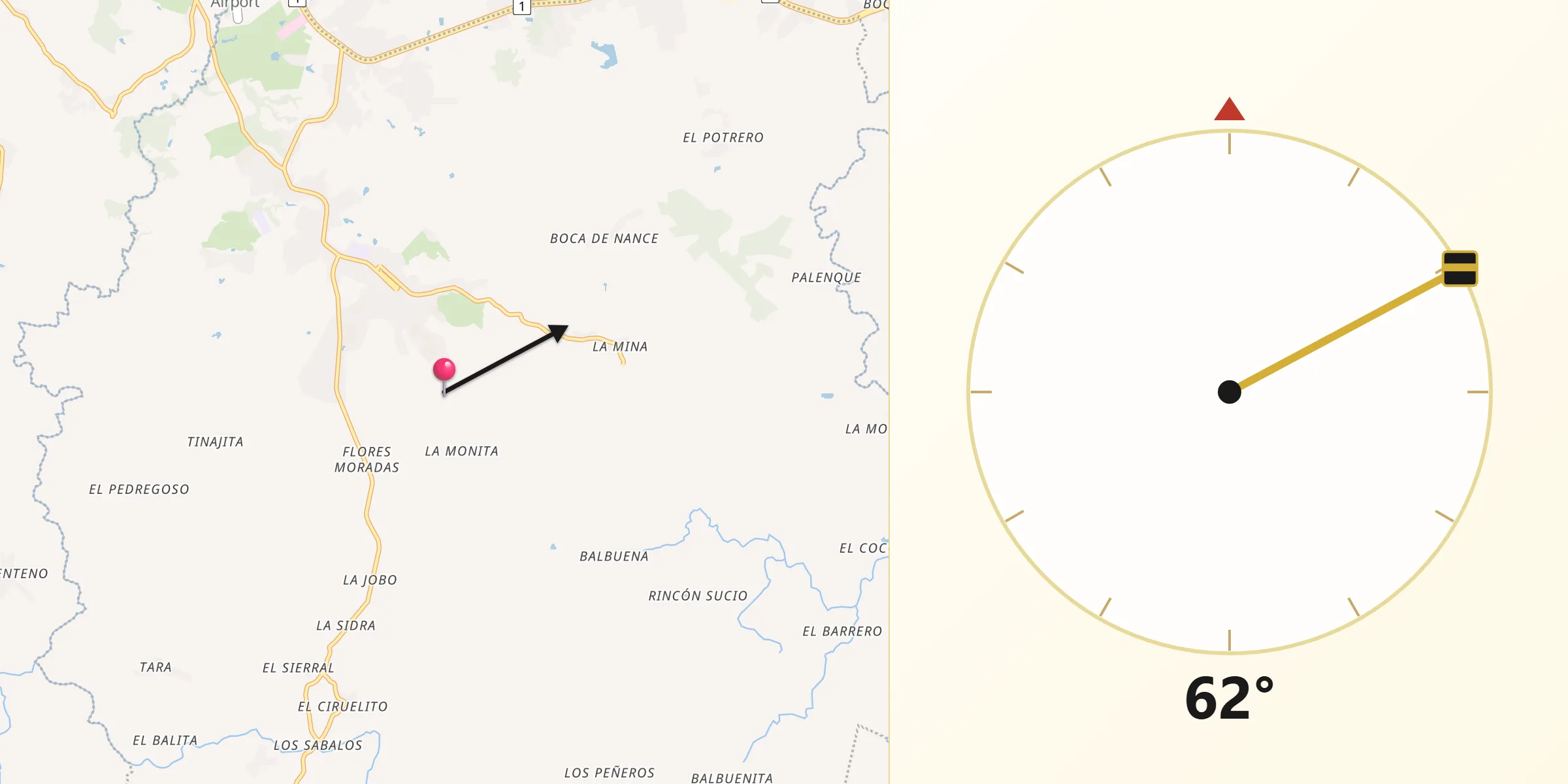 Dirección de la Qibla desde Distrito de Atalaya