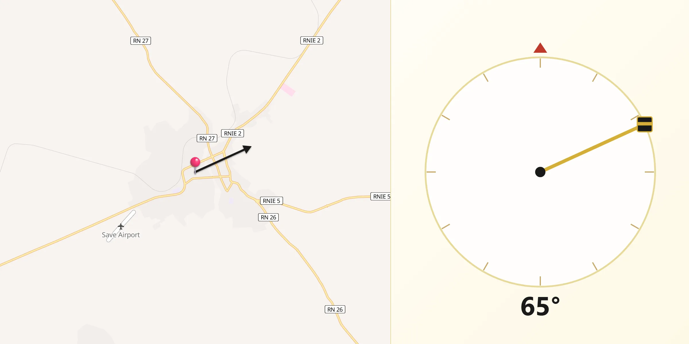 Direction vers la Qibla depuis Savé