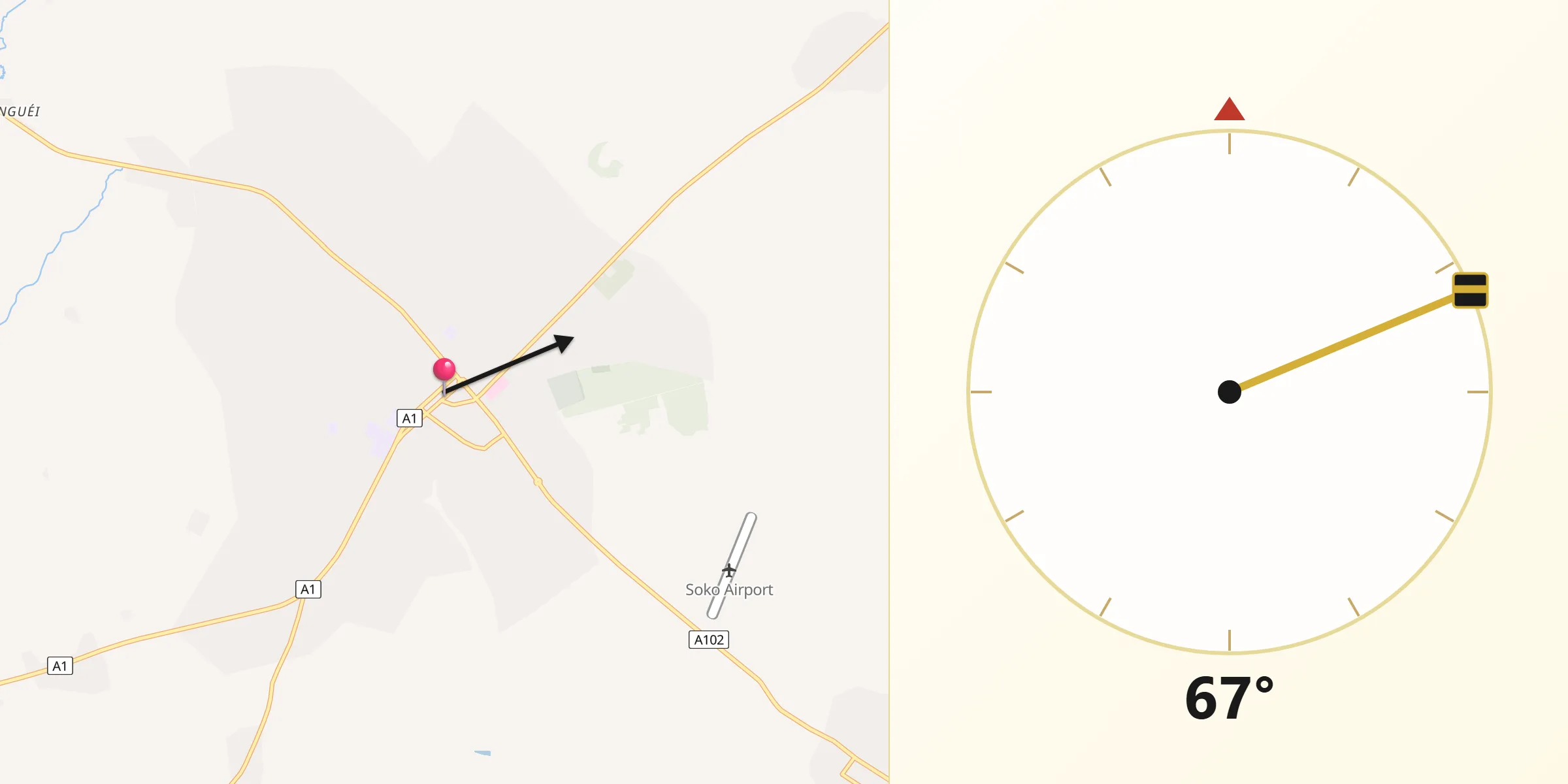 Direction vers la Qibla depuis Bondoukou