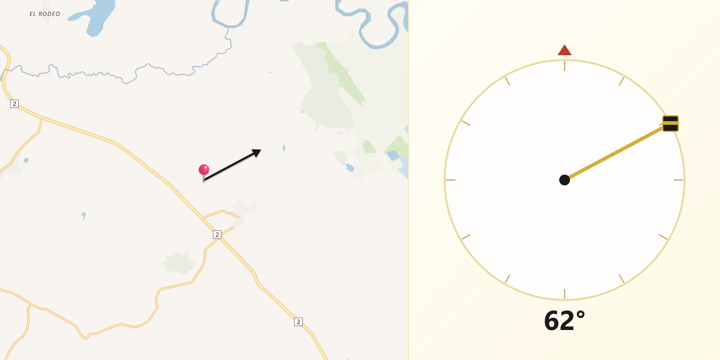 Dirección de la Qibla desde Distrito de Parita