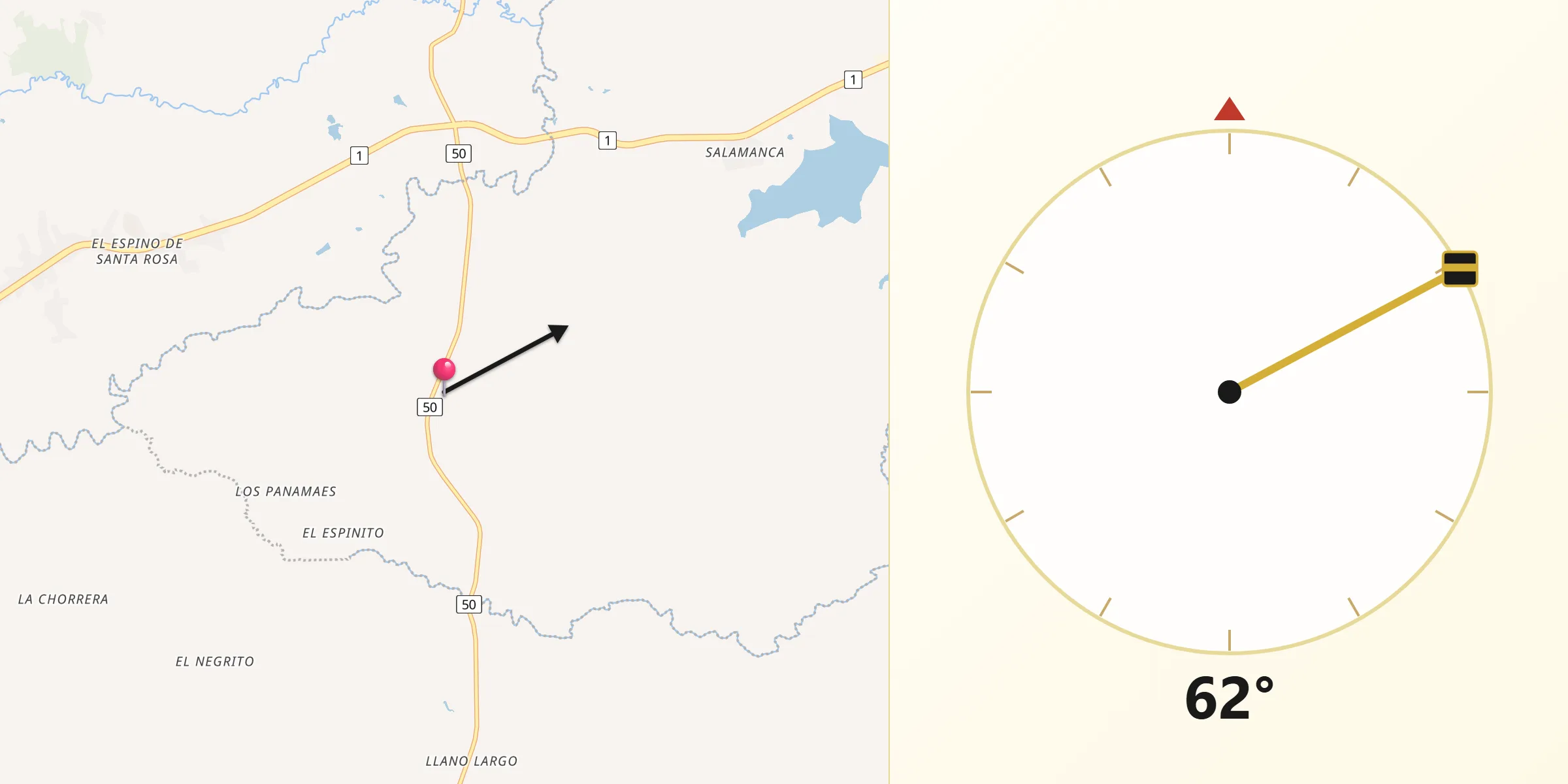 Dirección de la Qibla desde Chupampa