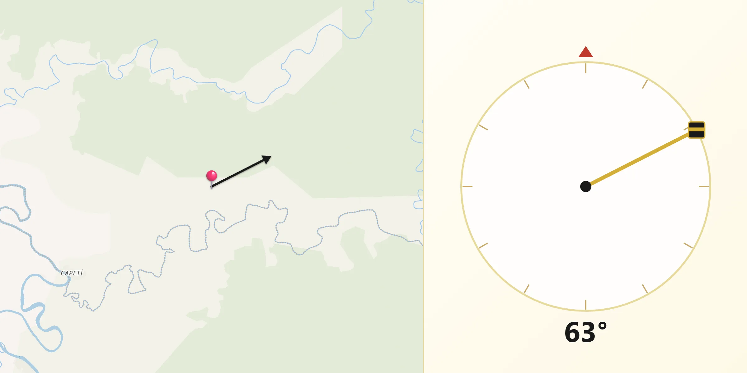 Dirección de la Qibla desde Unión Chocó